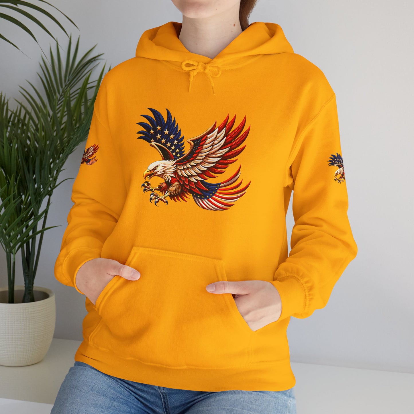 Princess grace Patriotic Eagle Hooded Sweatshirt Unisex Heavy Blend