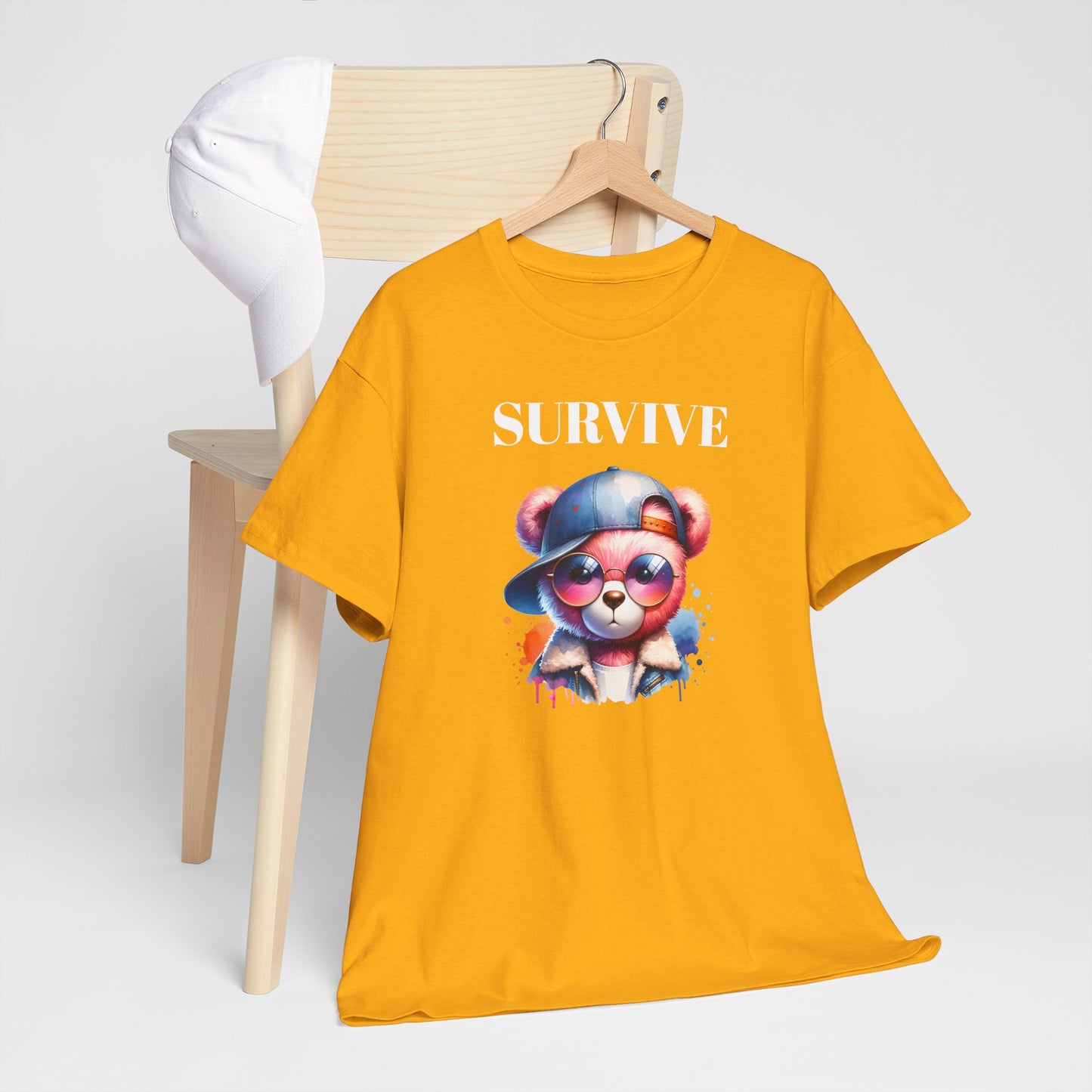 Princess Grace Survive Bear Graphic Unisex Heavy Cotton Tee Trendy and Fun Fashion for All Occasions