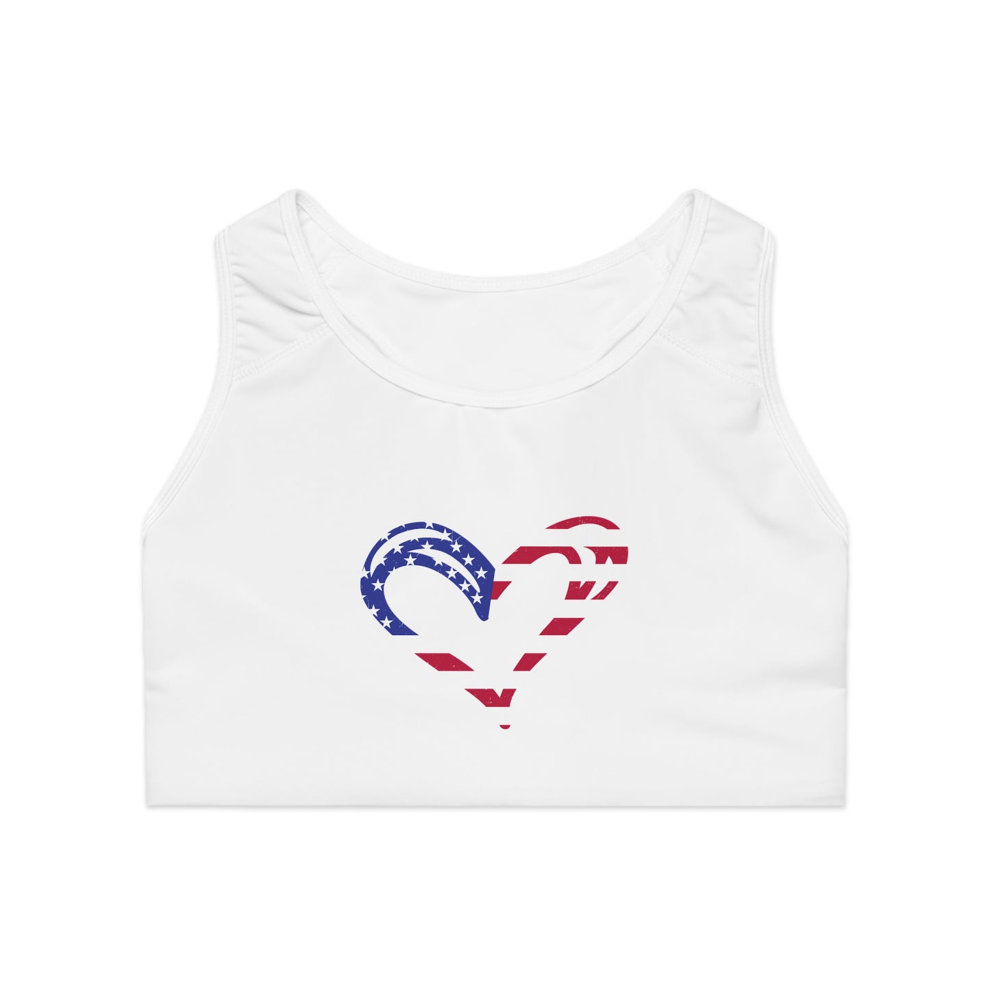 Princess Grace Patriotic Heart Sports Bra for Active Women