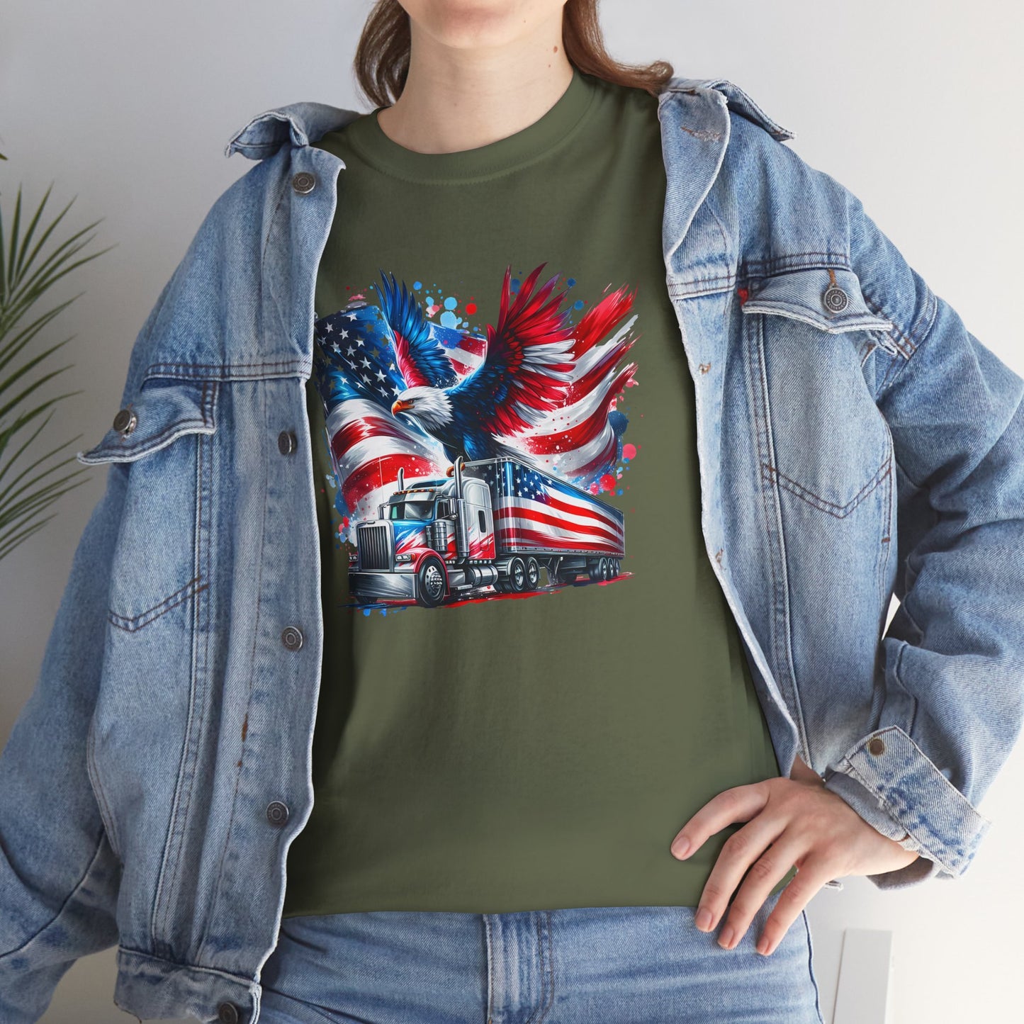 Princess Grace Patriotic Eagle Truck Unisex Heavy Cotton Tee