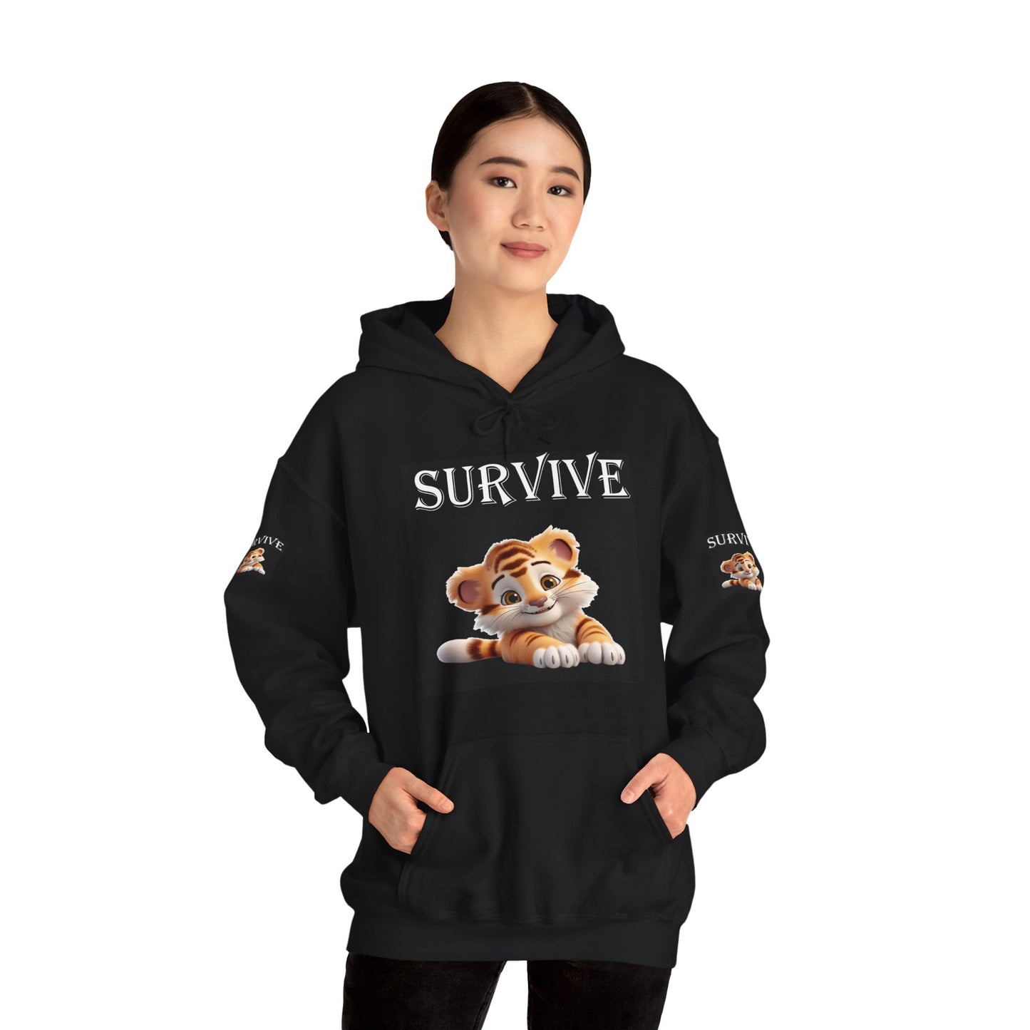 Princess Grace Survive Tiger Hoodie Unisex Heavy Blend Sweatshirt for Animal Lovers