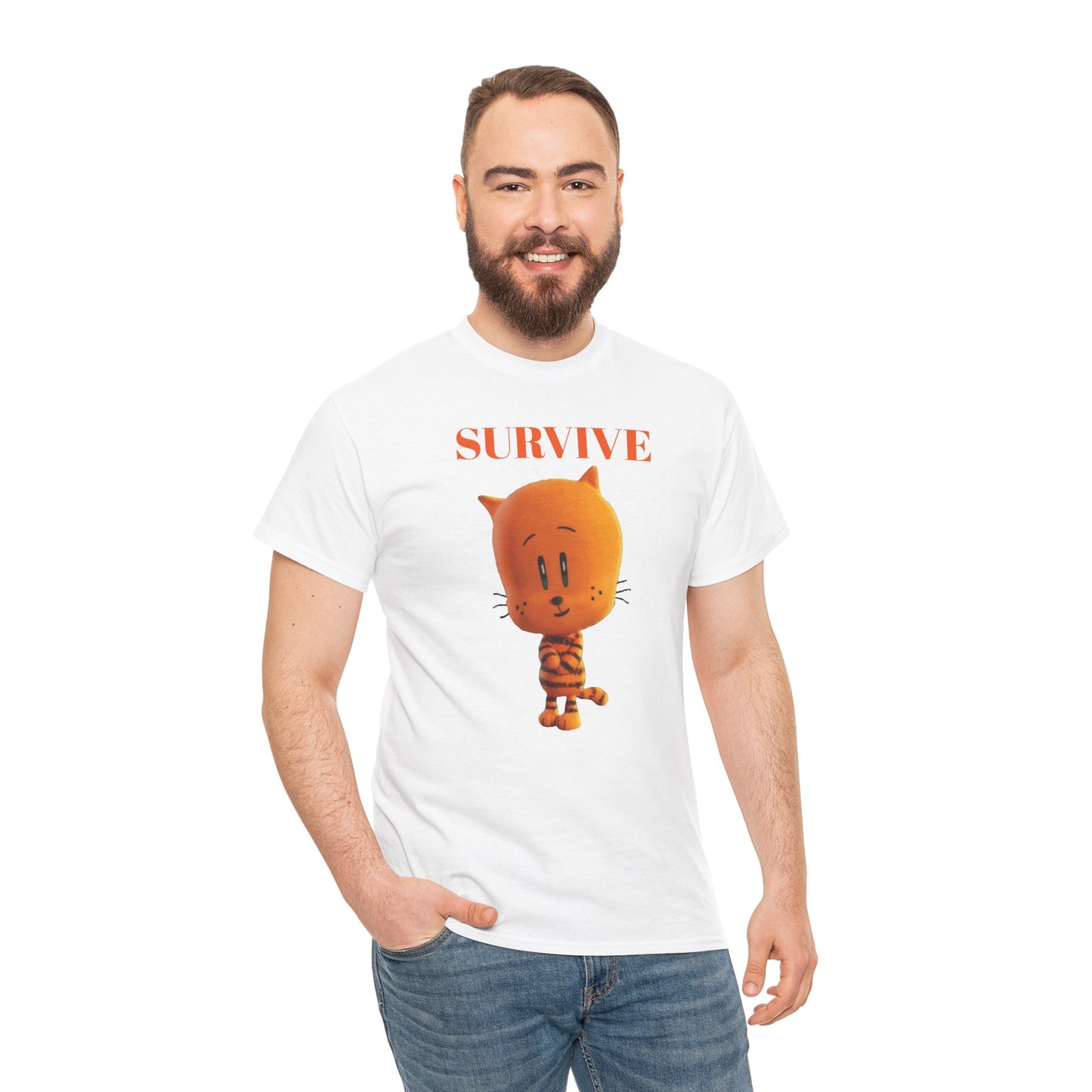 Princess Grace Survive Themed Unisex Heavy Cotton Tee Cute Cartoon Cat Design