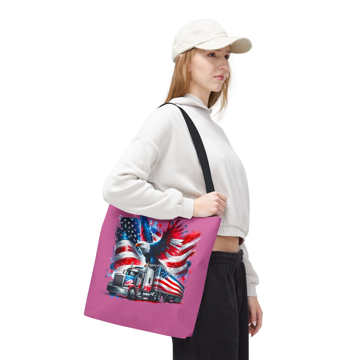 Princess Grace Patriotic Eagle Truck Tote Bag American Flag Design for Truck Enthusiasts