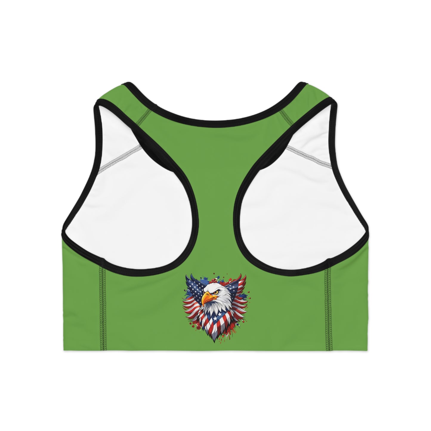 Princess Grace Patriotic Eagle Sports Bra Bold American Eagle Design, Perfect for Fitness & Holidays