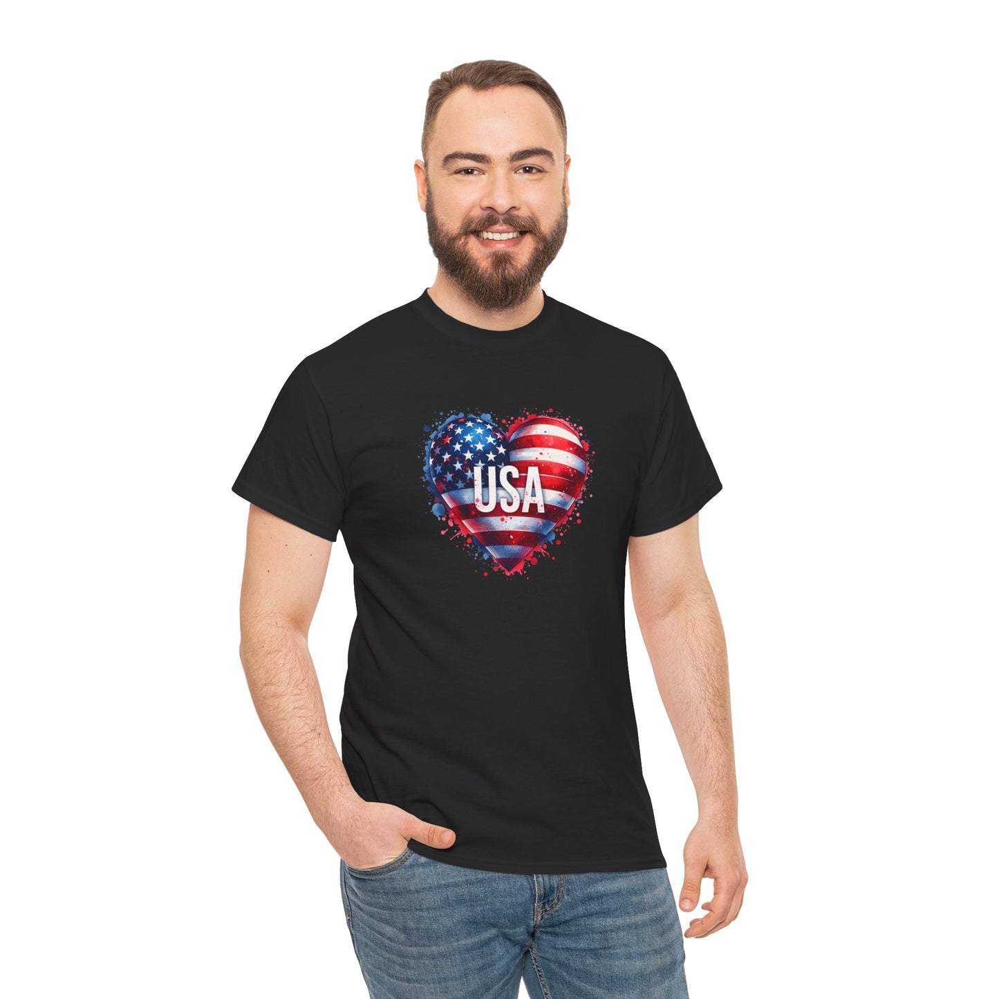 Princess Grace Patriotic Heart Unisex Cotton Tee USA Freedom Shirt