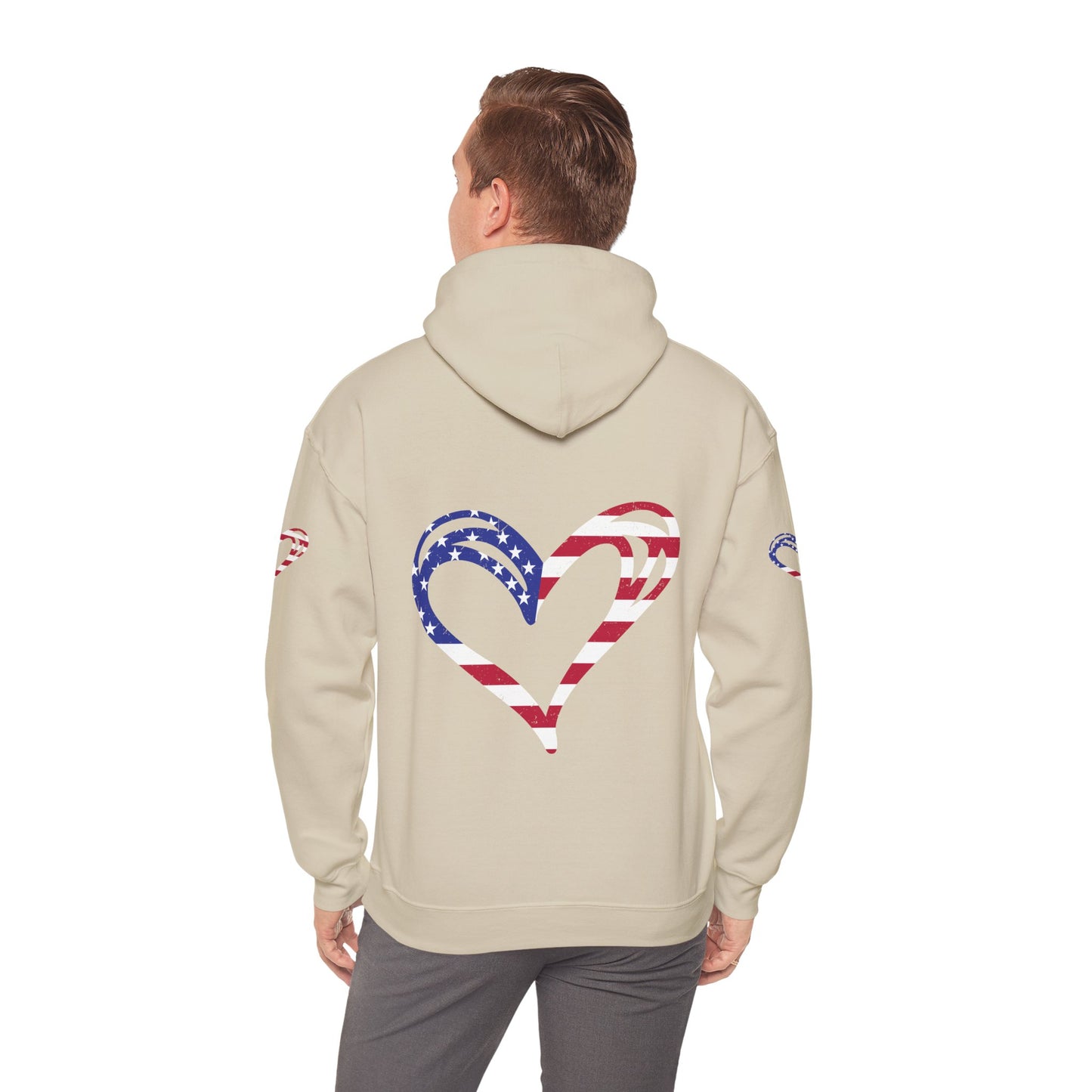 Princess Grace Patriotic Heart Unisex Hoodie Comfortable Heavy Blend Sweatshirt for Independence Day and Everyday Wear