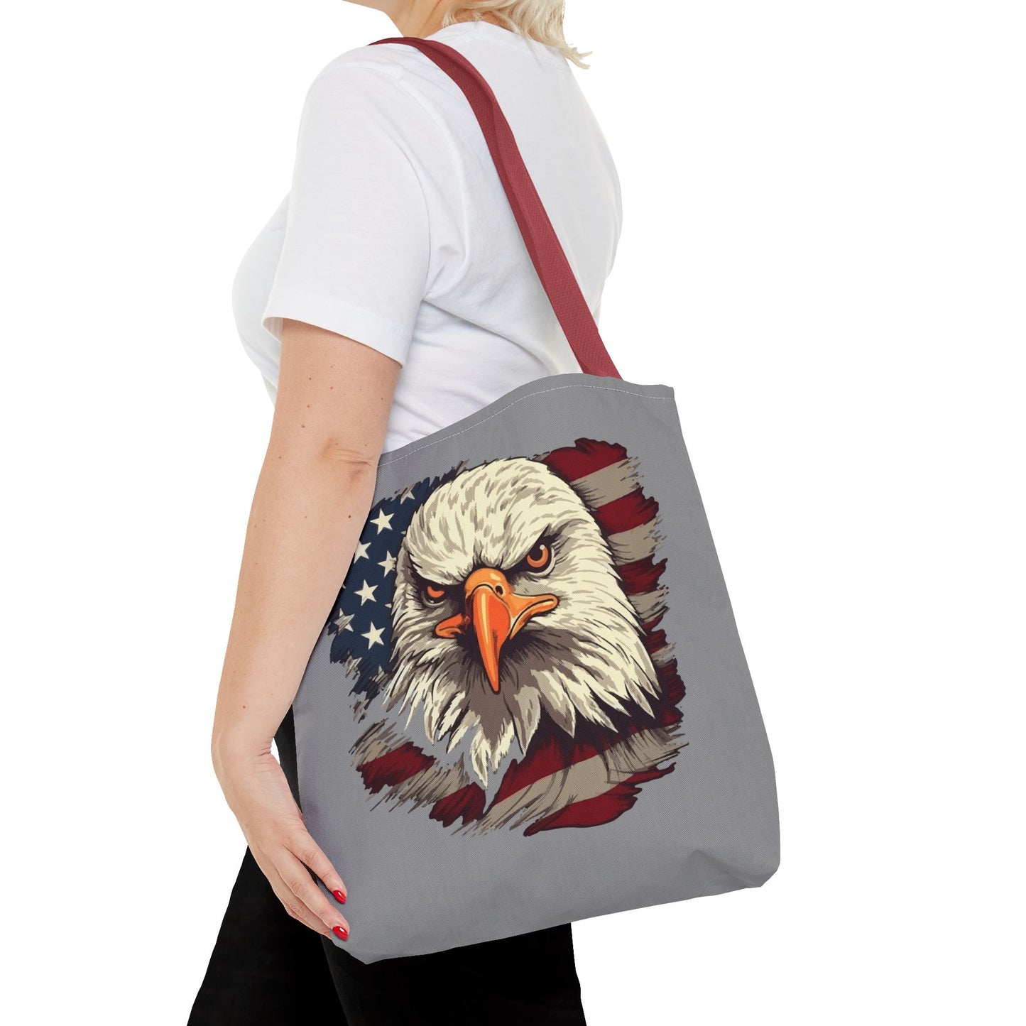 Princess Grace Patriotic Eagle Tote Bag USA Flag Design Eco Friendly Shopping Bag
