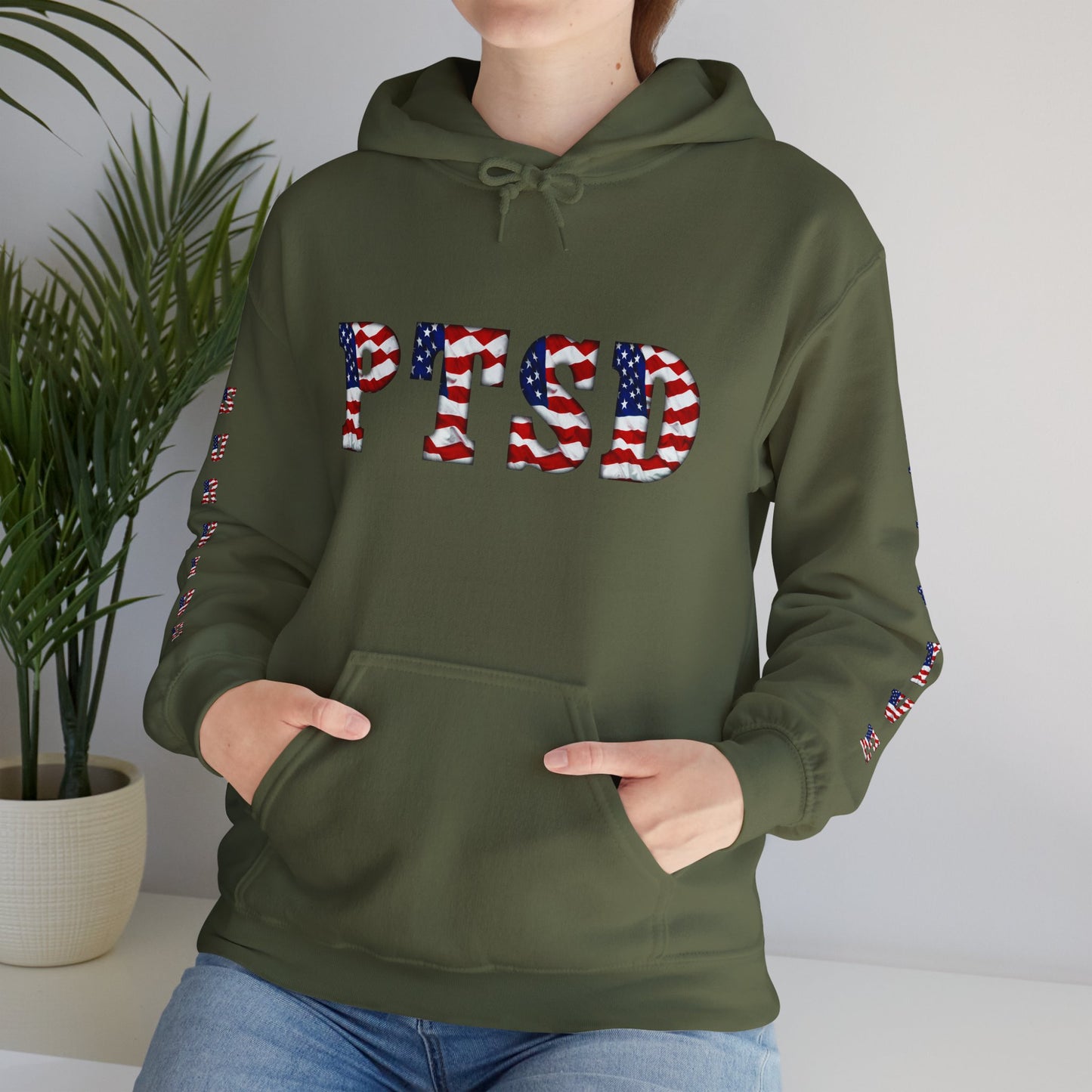 Princess Grace PTSD Awareness Unisex Heavy Blend Hoodie Support Survivors with American Flag Design