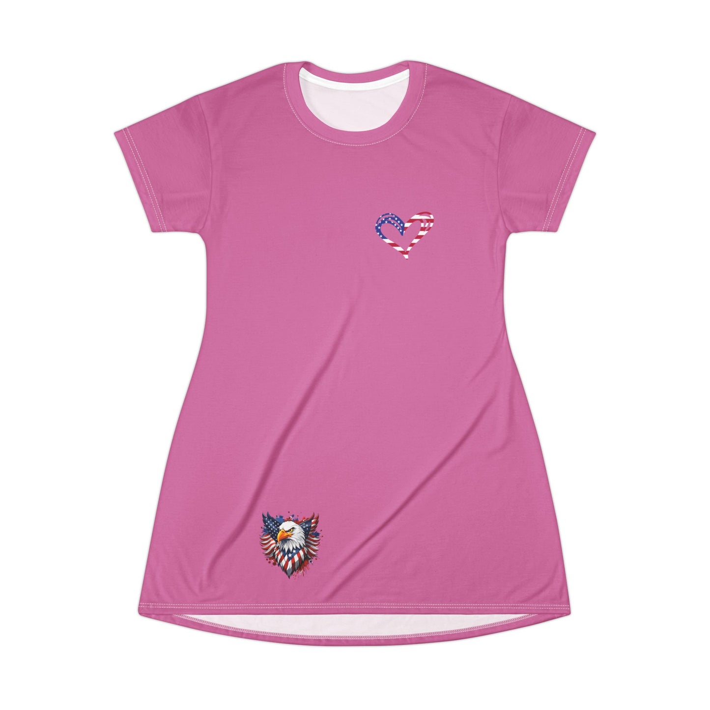 Princess Grace Patriotic Heart T-Shirt Dress for Celebrations