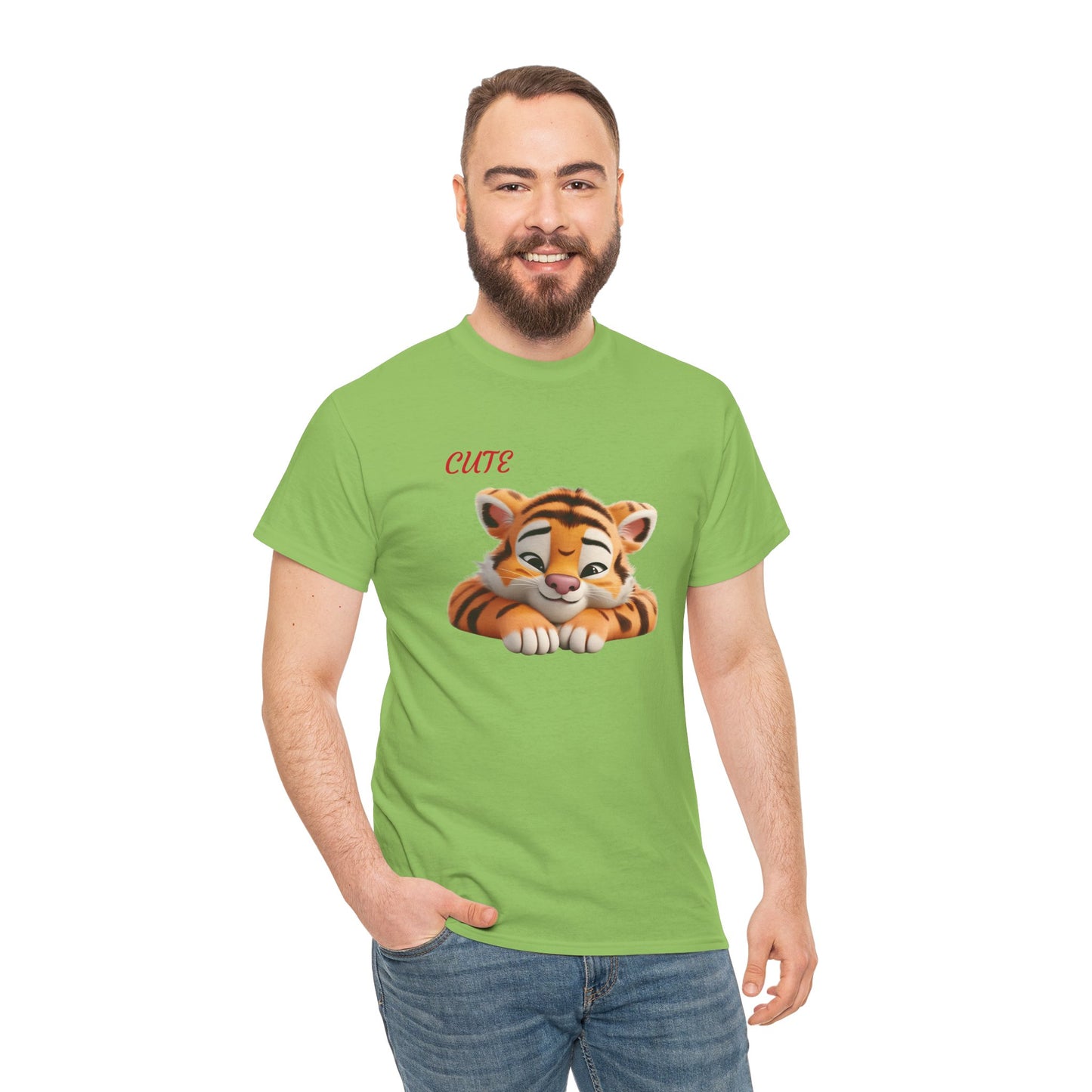 Princess Grace Cute Tiger Graphic Unisex Heavy Cotton Tee Perfect for Animal Lovers and Everyday Comfort