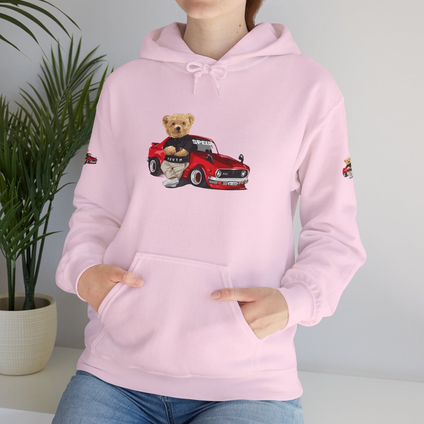 Princess Grace Vintage Bear Car Hoodie Fun Unisex Sweatshirt for Auto Lovers