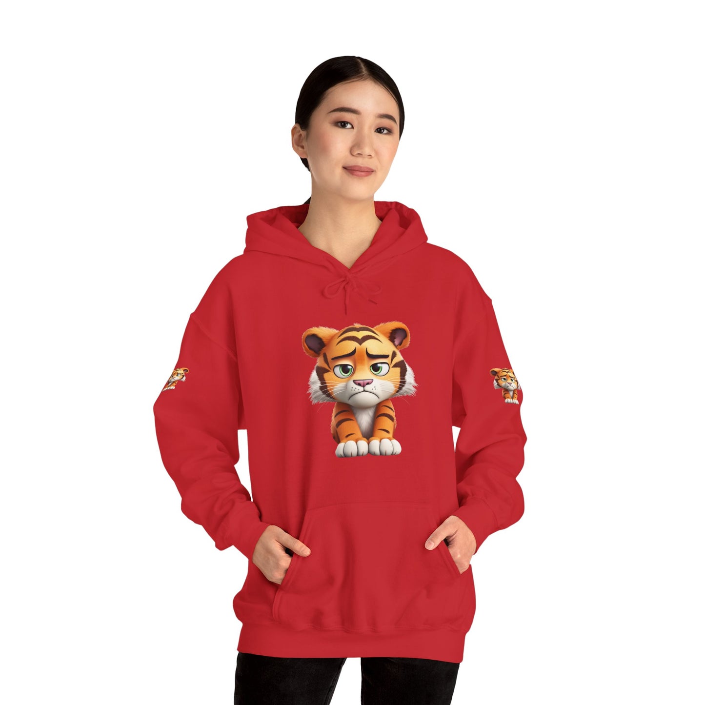 Princess Grace Playful Tiger Graphic Hoodie Unisex Heavy Blend Sweatshirt for Kids and Adults