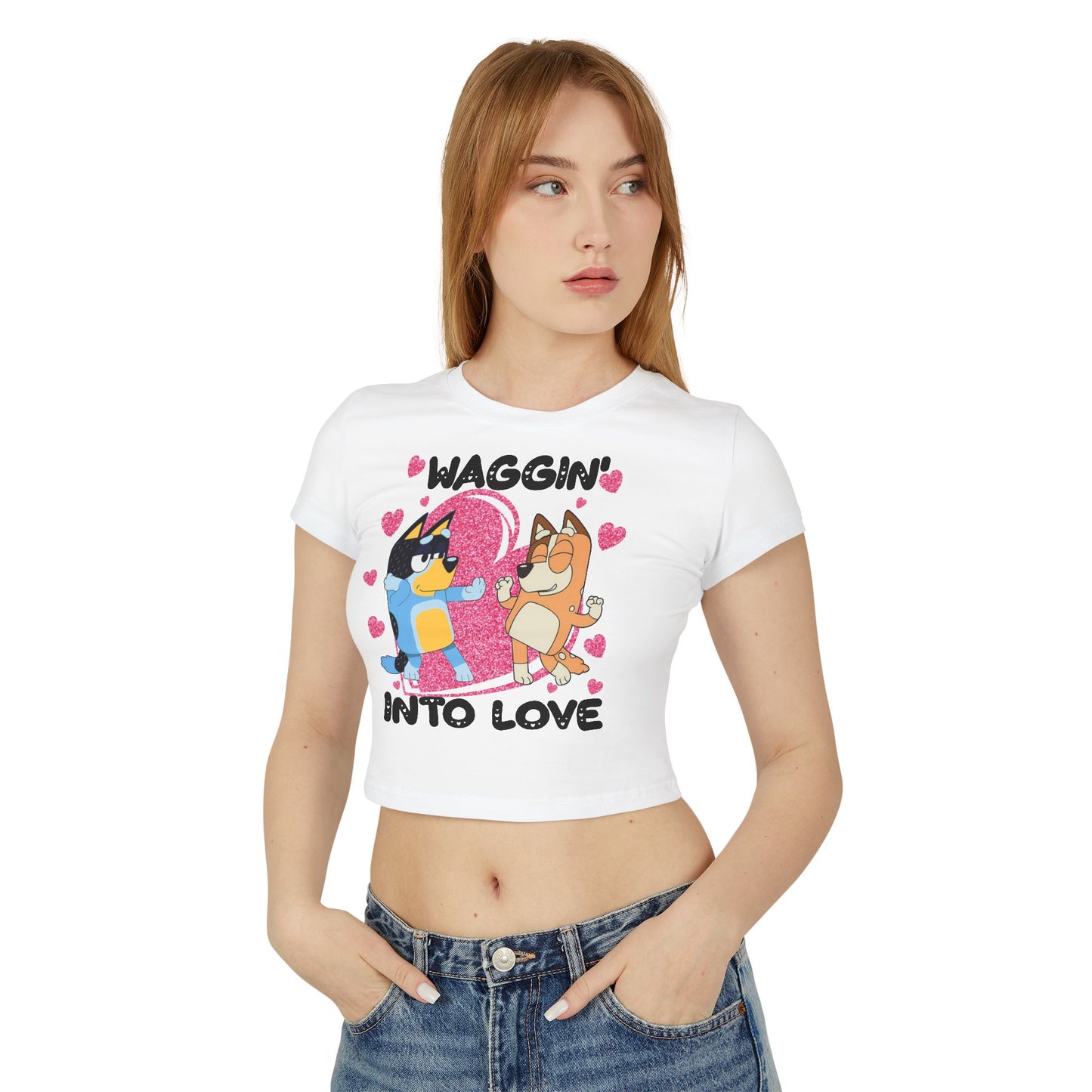 Princess Grace Cute Bluey Graphic Women's Baby Tee Waggin' Into Love