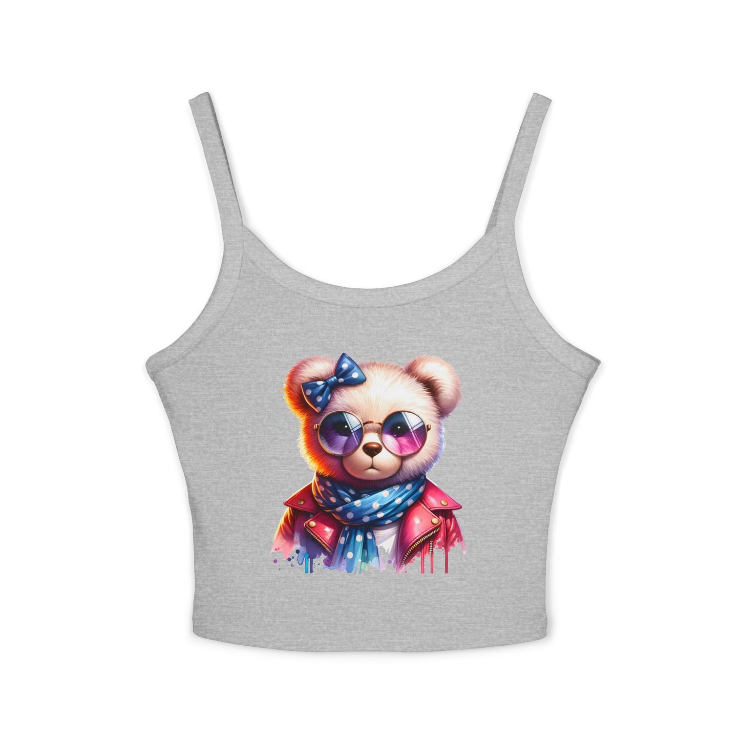 Princess Grace Cute Bear Graphic Spaghetti Strap Tank Top for Women