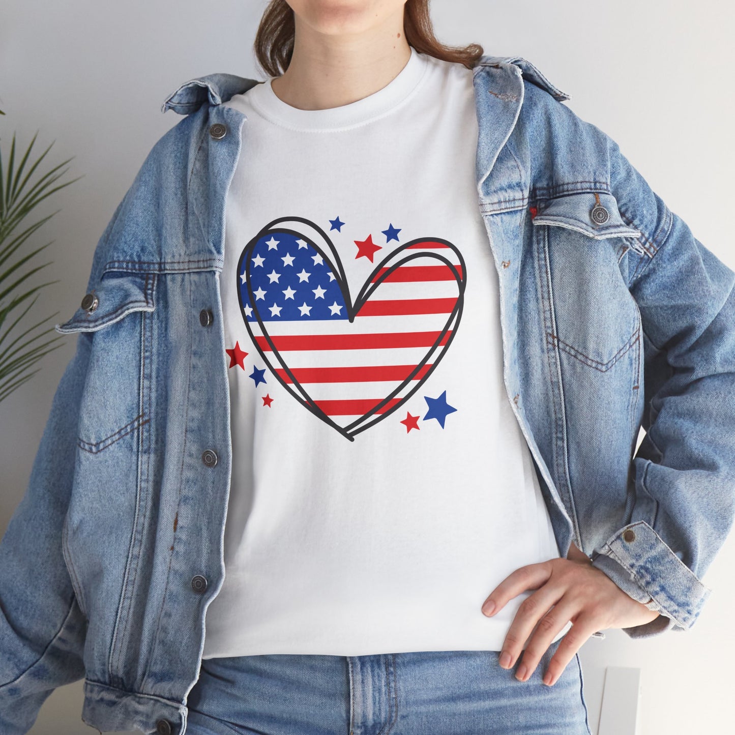 Princess Grace Patriotic Heart Unisex Heavy Cotton Tee USA Love T-Shirt