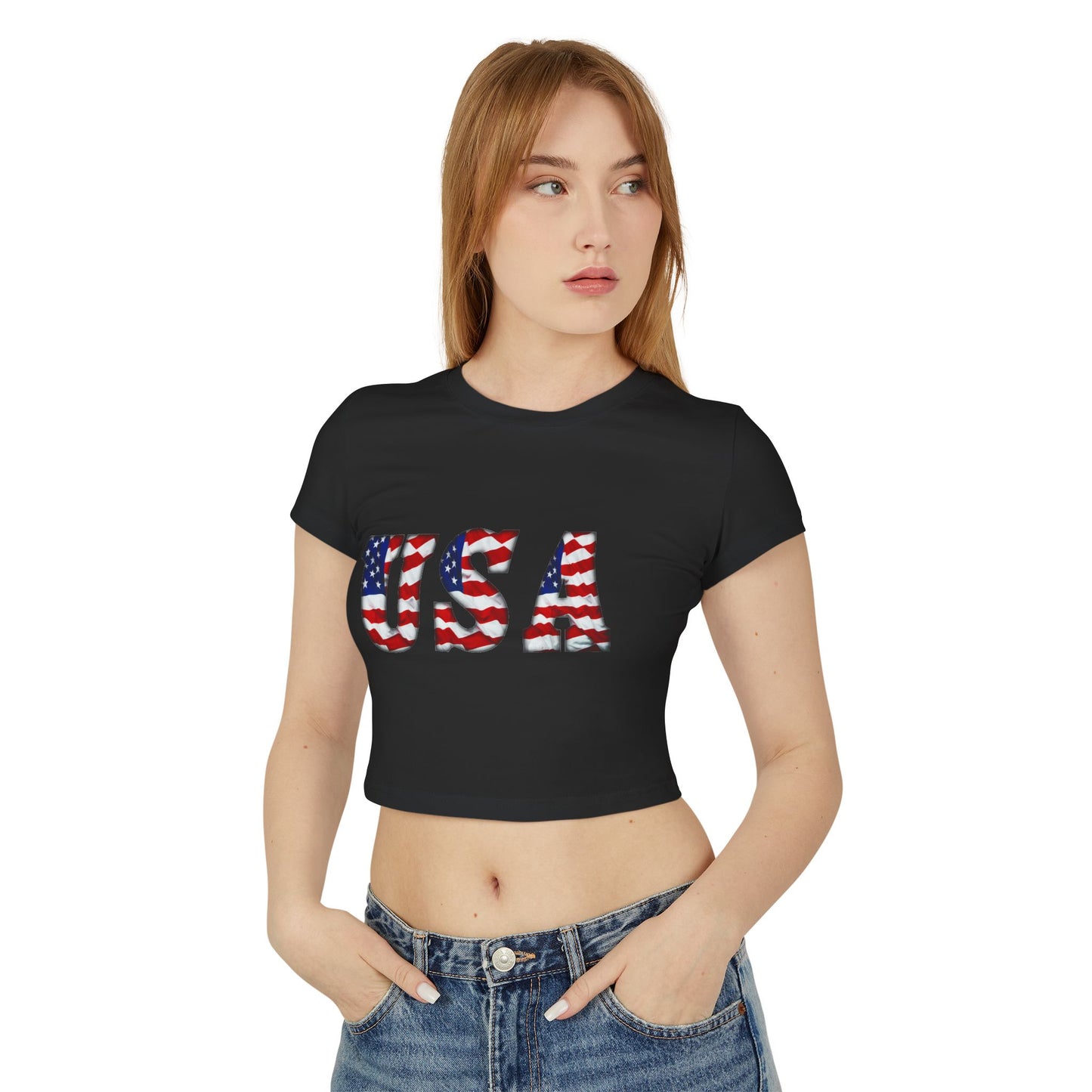 Princess Grace Patriotic USA Women's Baby Tee Celebrate Independence Day & Summer Vibes
