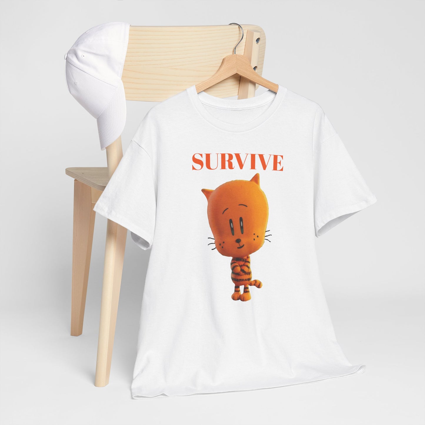Princess Grace Survive Themed Unisex Heavy Cotton Tee Cute Cartoon Cat Design