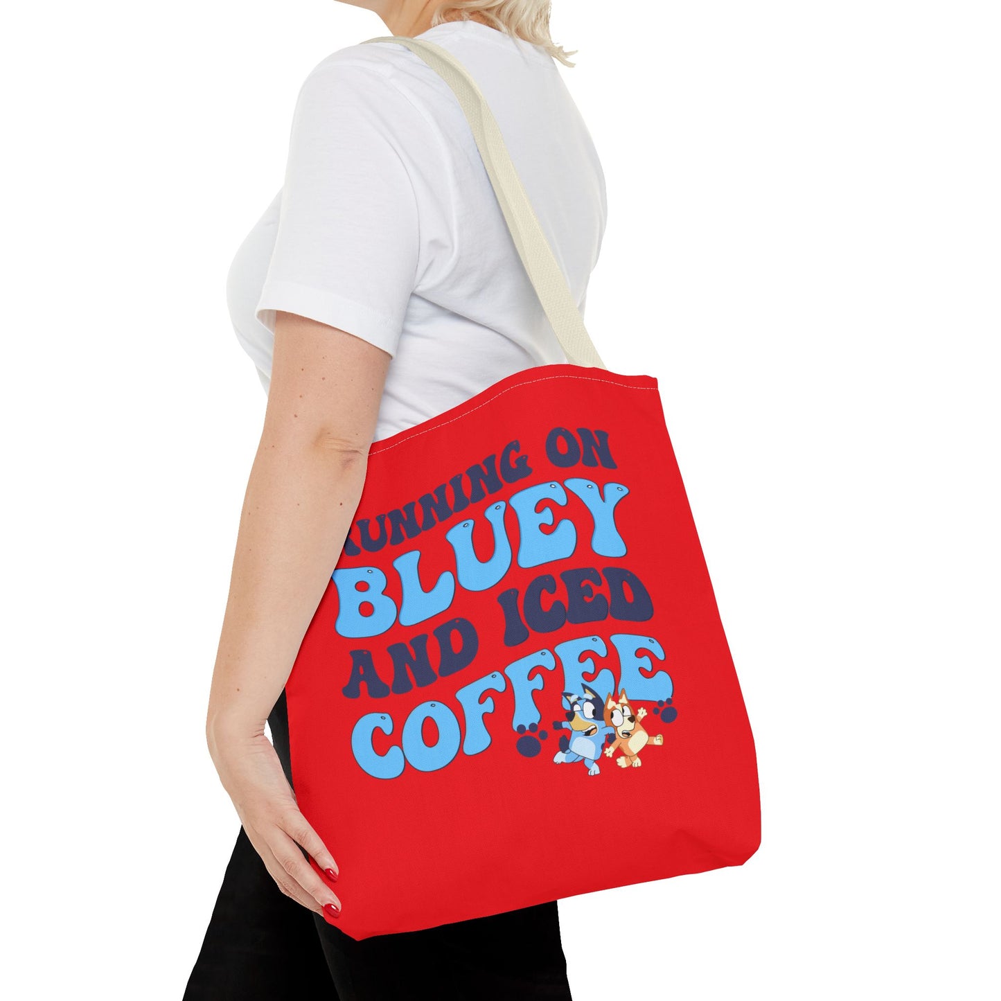 Princess Grace Running on Bluey and Iced Coffee Tote Bag Fun & Functional Carryall