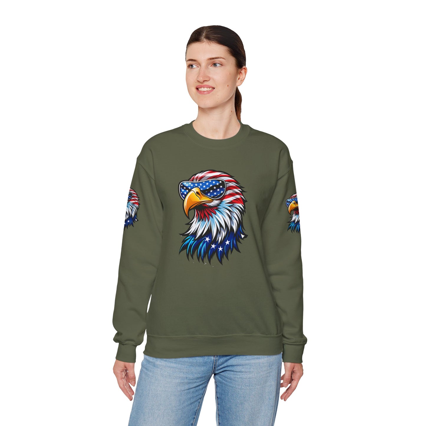 Princess Grace Patriotic Eagle Sweatshirt Unisex Heavy Blend Crewneck for Independence Day