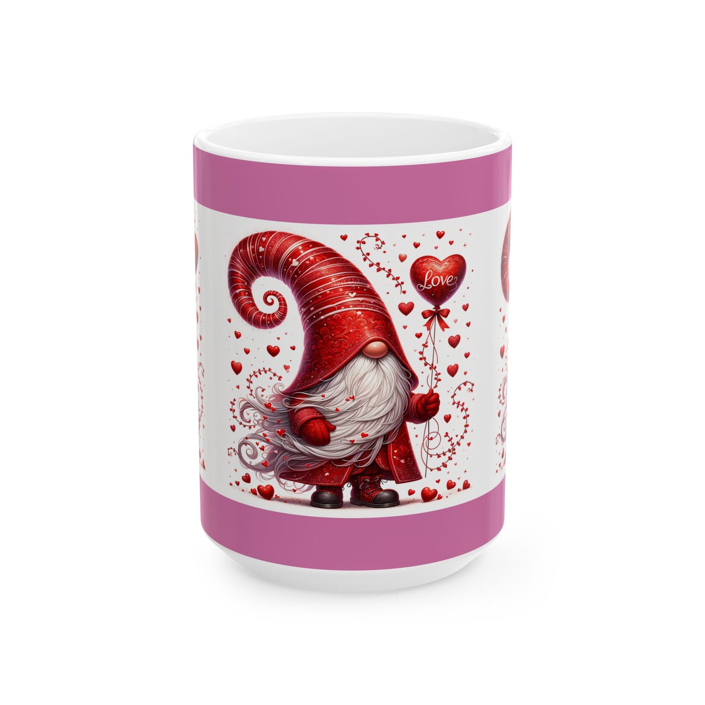 Princess Grace Valentine's Day Gnome Ceramic Mug Whimsical 11oz & 15oz Cuppa with Love Design