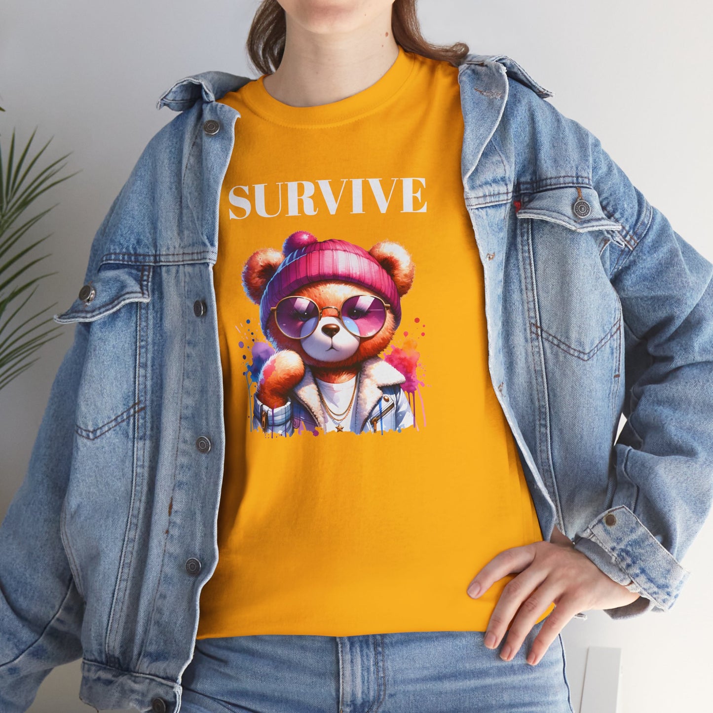 Princess Grace Survive Bear Graphic Tee Unisex Heavy Cotton T-Shirt