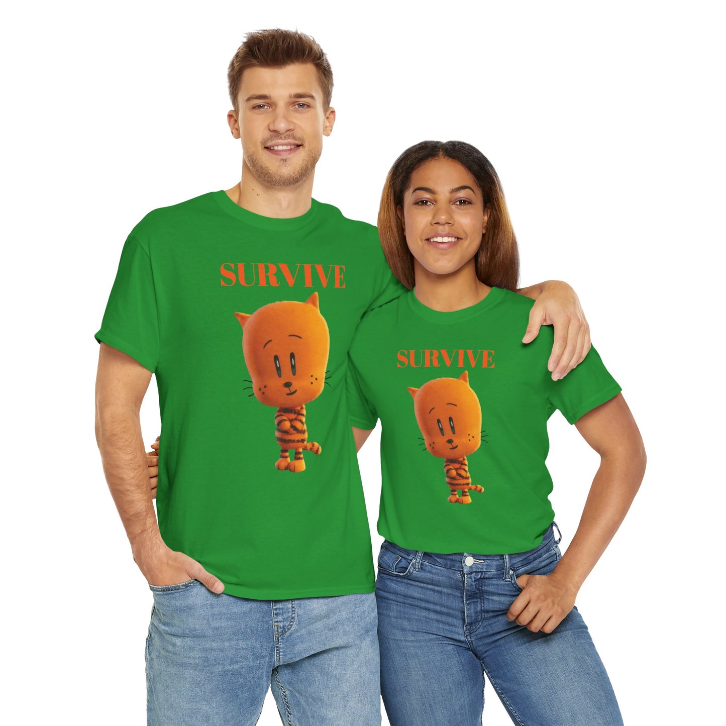 Princess Grace Survive Themed Unisex Heavy Cotton Tee Cute Cartoon Cat Design