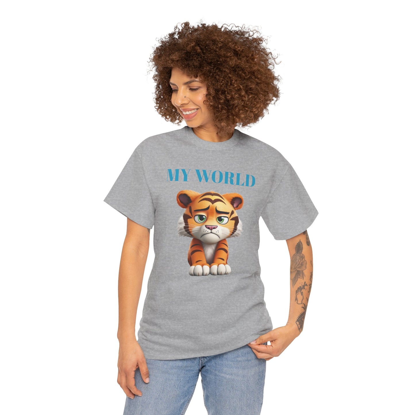 Princess Grace My World Tiger Unisex Heavy Cotton Tee Cute Animal T-Shirt for Kids & Adults