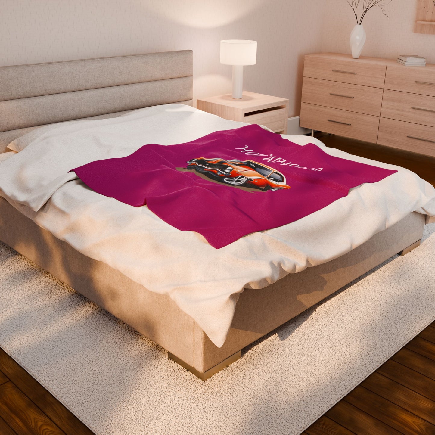 Princess Grace Hot Wheels Velveteen Plush Blanket for Car Lovers Cozy Retro Throw for Kids & Adults