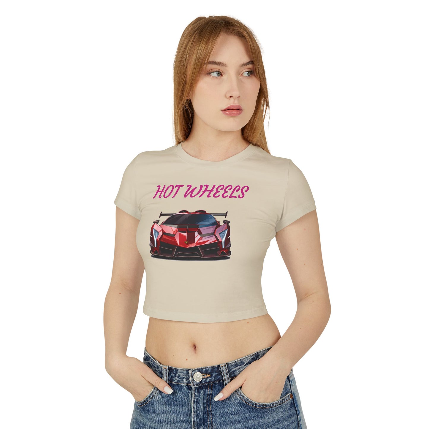 Princess Grace Hot Wheels Women's Baby Tee Stylish Sports Car Graphic T-Shirt