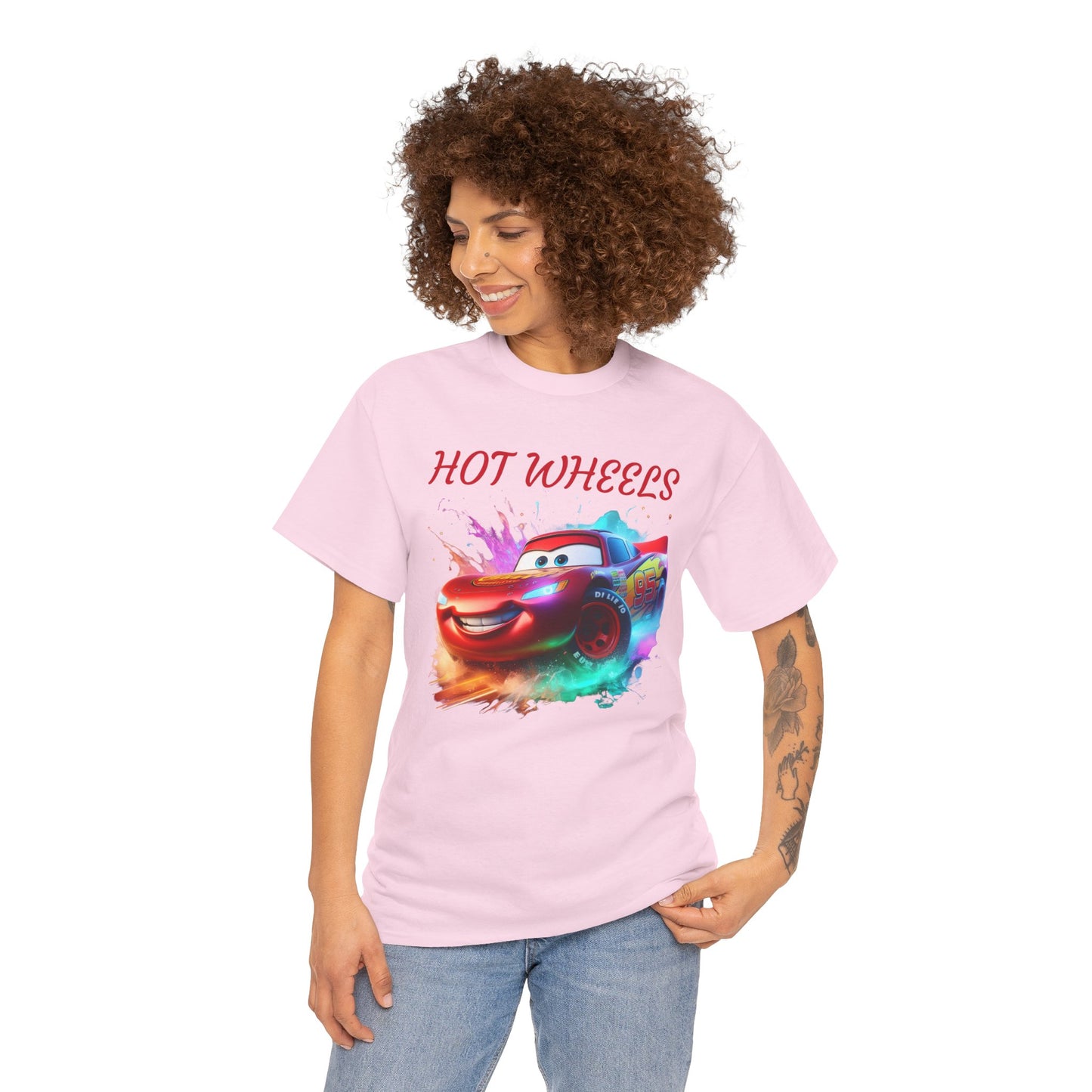 Princess Grace Hot Wheels Unisex Heavy Cotton Tee Fun Car Graphic T-Shirt for Kids and Adults
