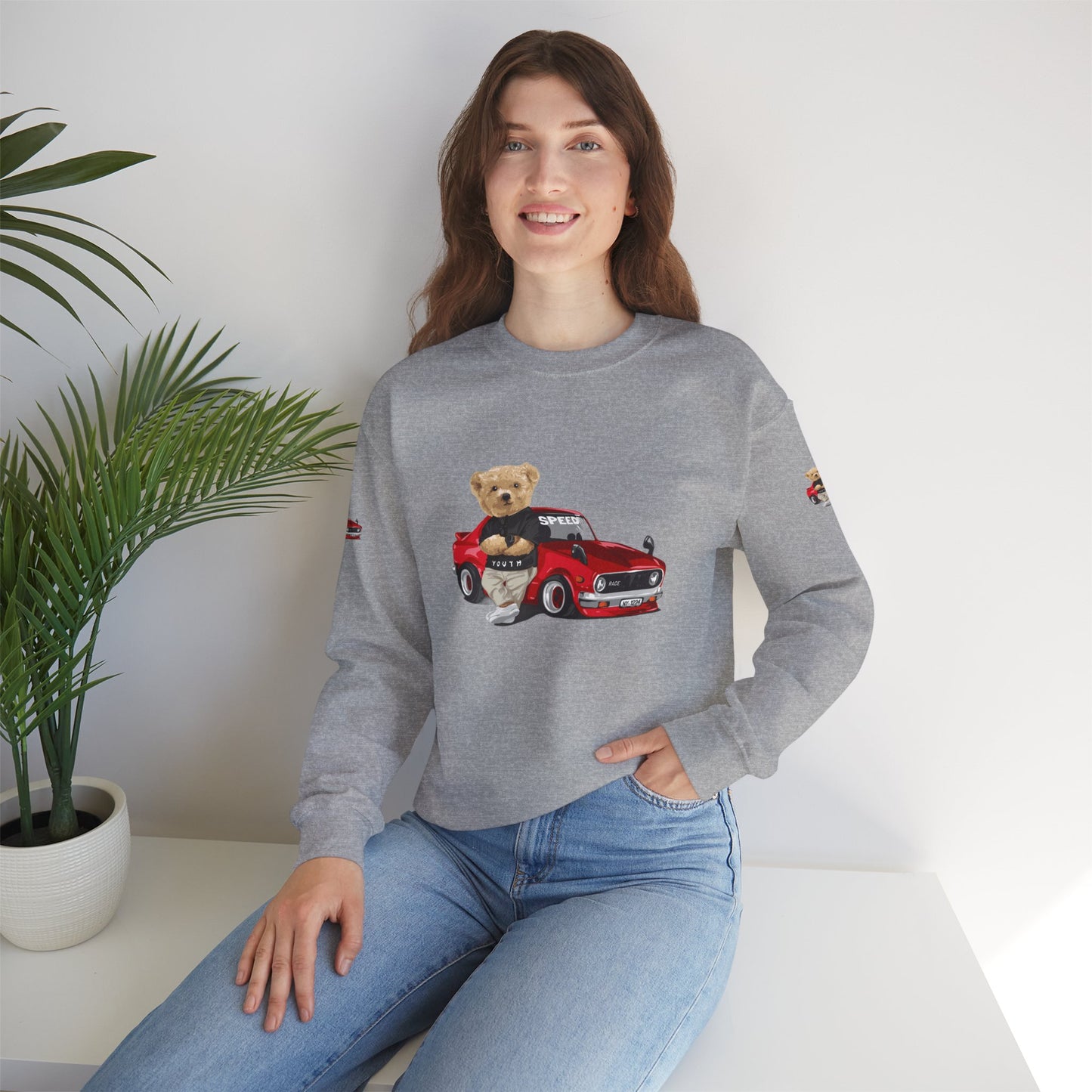 Princess Grace Cute Bear Vintage Car Sweatshirt Unisex Heavy Blend Crewneck