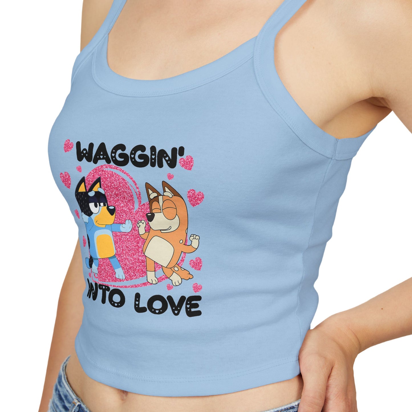 Princess Grace Bluey Waggin Into Love Women's Spaghetti Strap Tank Top Cute Pet Lover Apparel