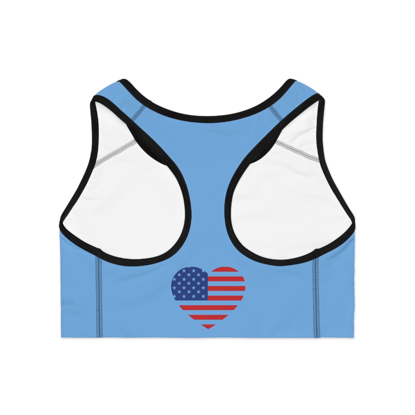 Princess Grace Patriotic Heart Sports Bra USA Flag Design for Active Women