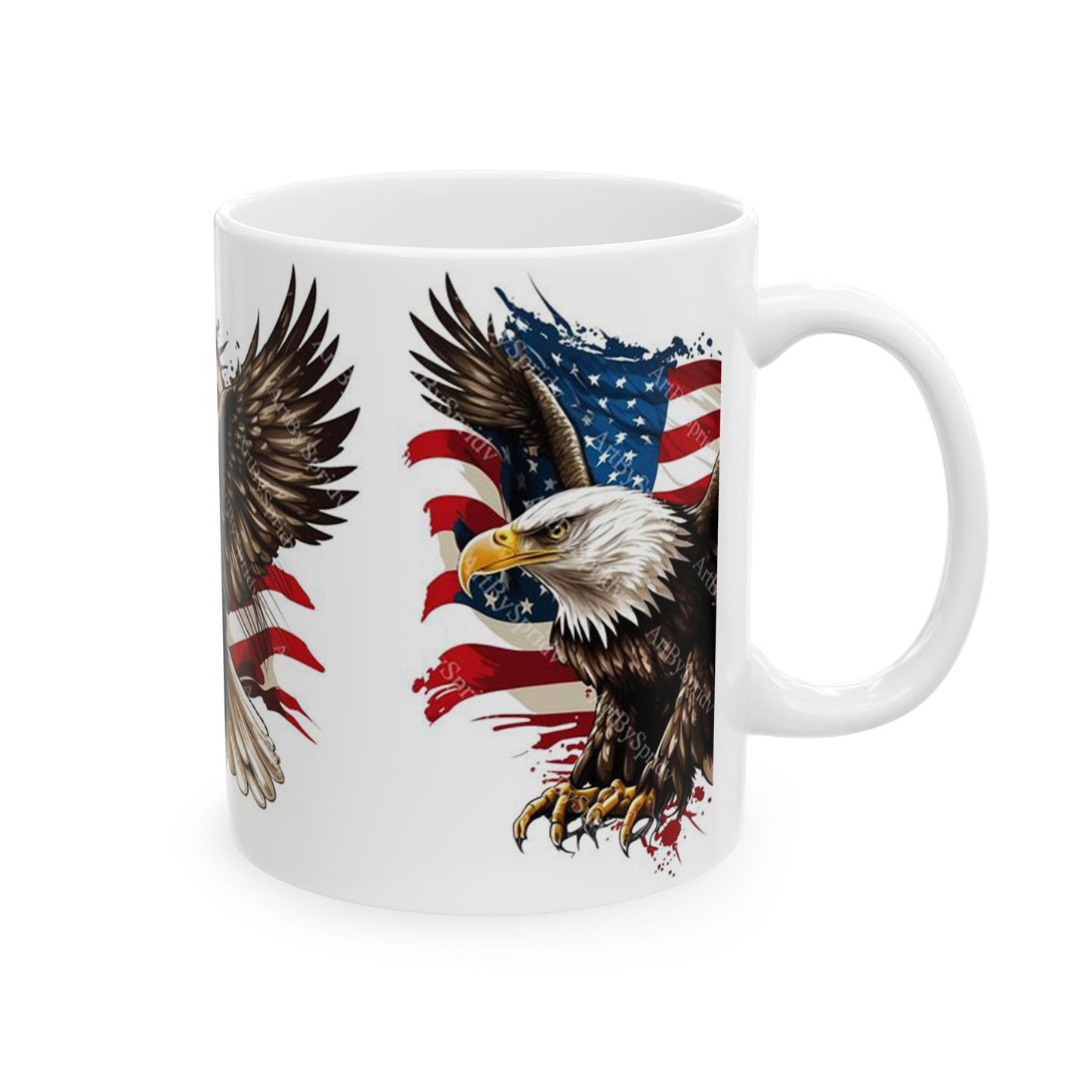Princess Grace Patriotic Eagle Ceramic Mug, 4th of July Cup, American Flag Eagle Lover Gift, Unique Veteran Mug, Independence Day