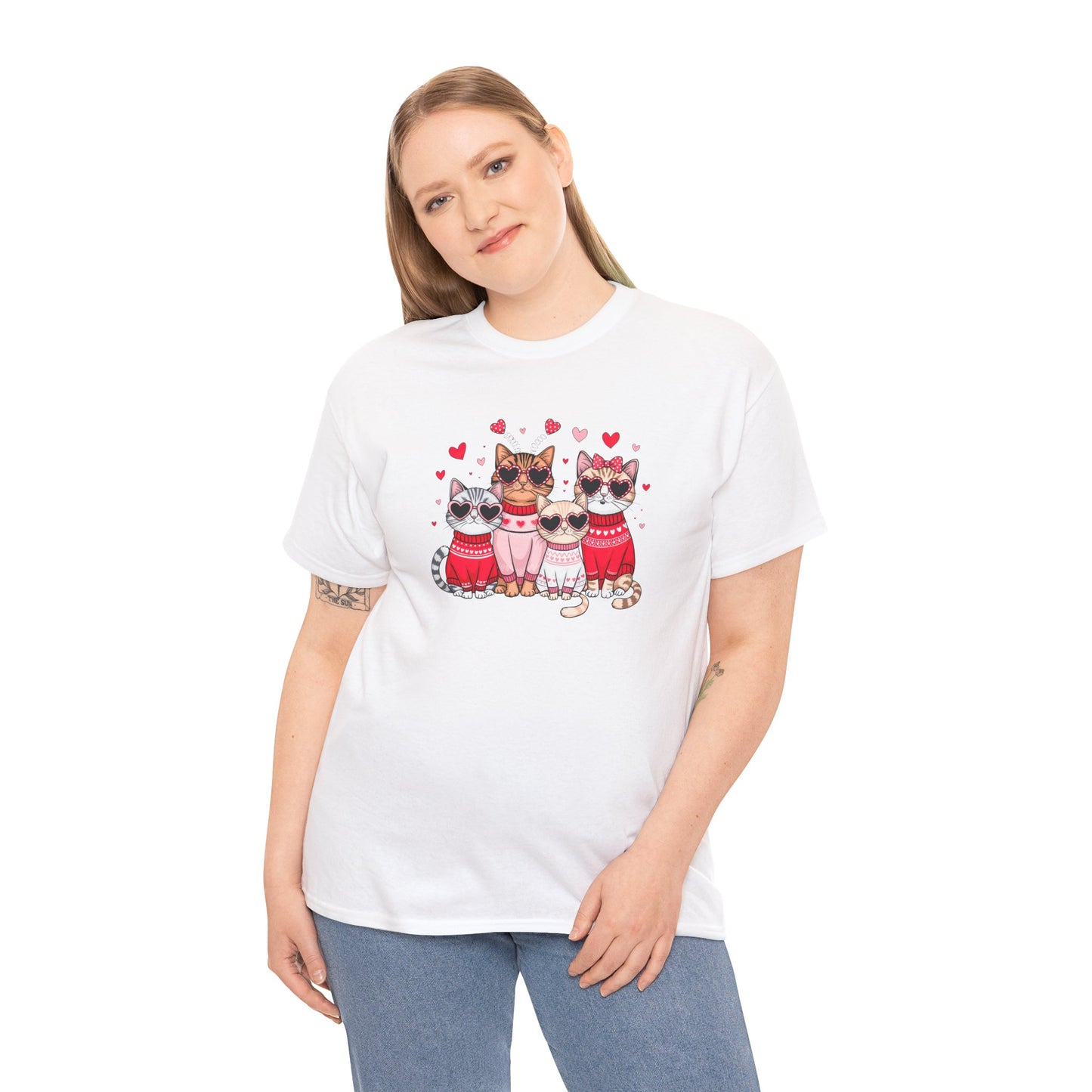 Princess Grace Cute Cat Lovers Unisex Heavy Cotton Tee Adorable Cats in Sweaters