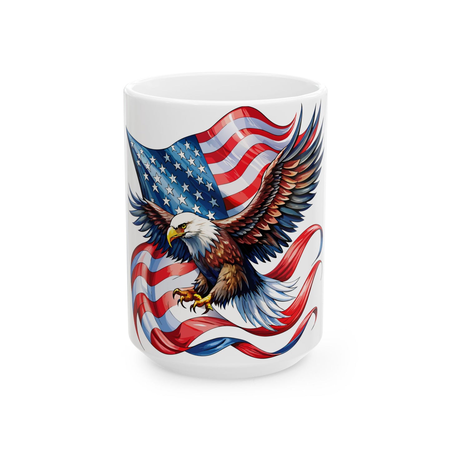 Princess Grace Patriotic Eagle Ceramic Mug 11oz & 15oz, Perfect for Independence Day