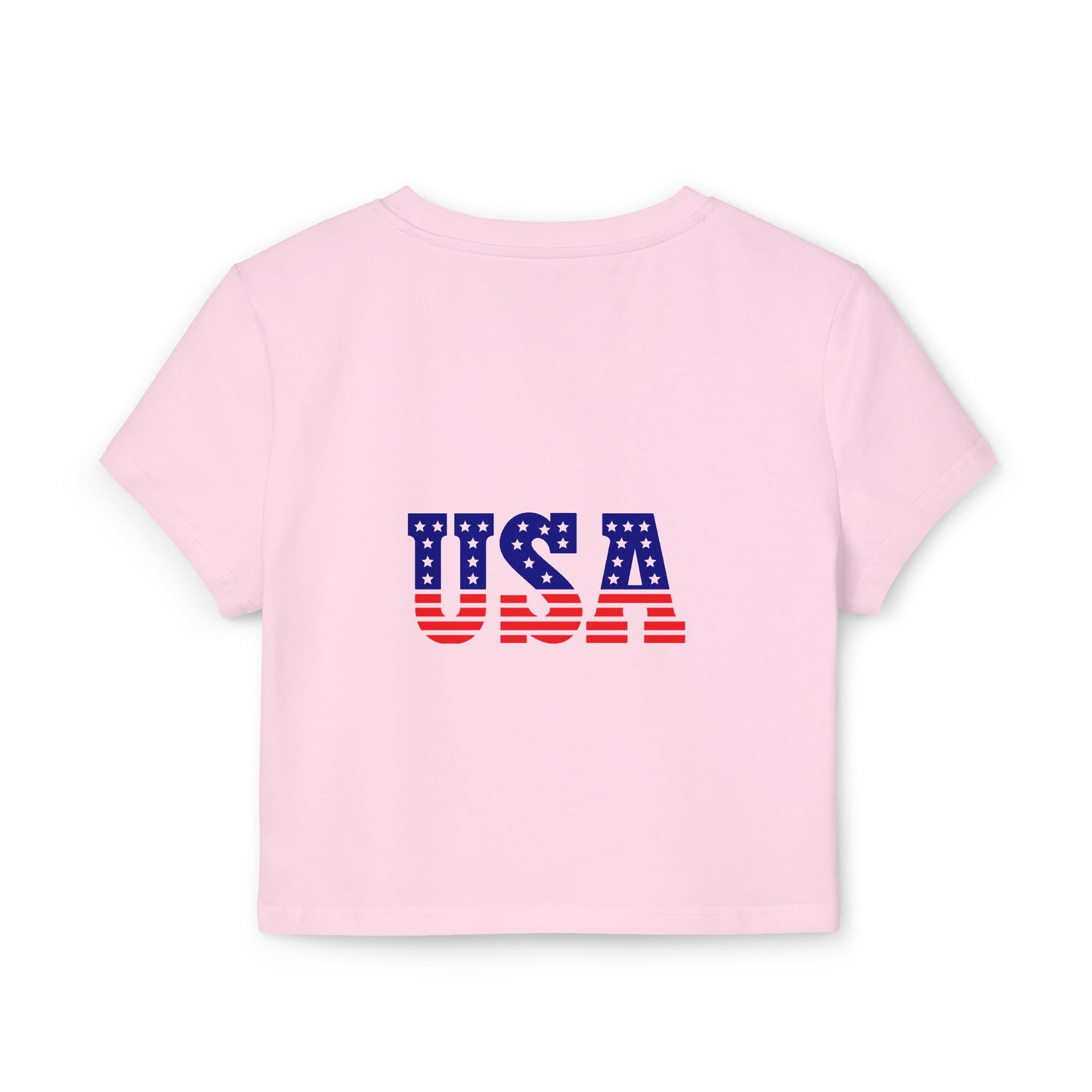 Princess Grace USA Heart Women's Baby Tee Patriotic Crop Top for Independence Day