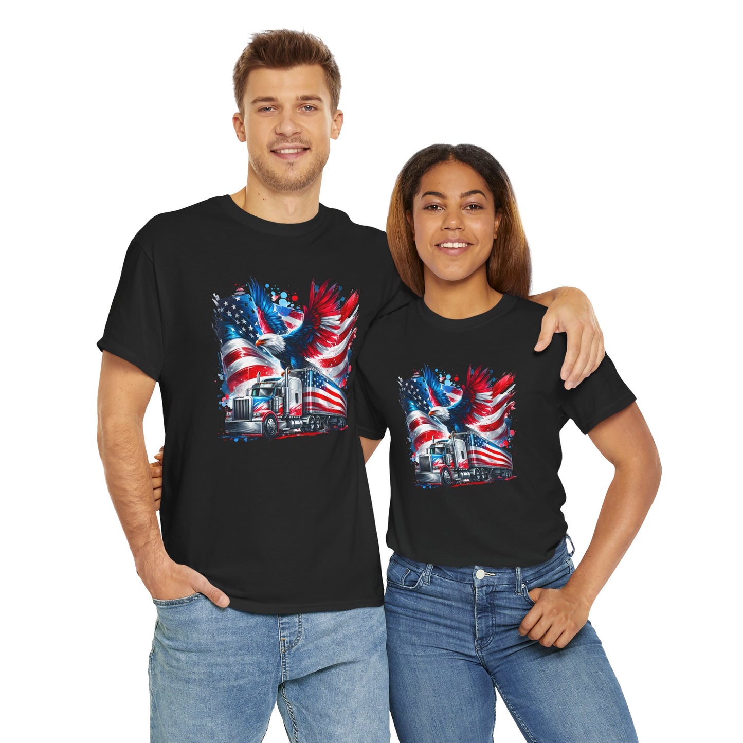 Princess Grace Patriotic Eagle Truck Unisex Heavy Cotton Tee