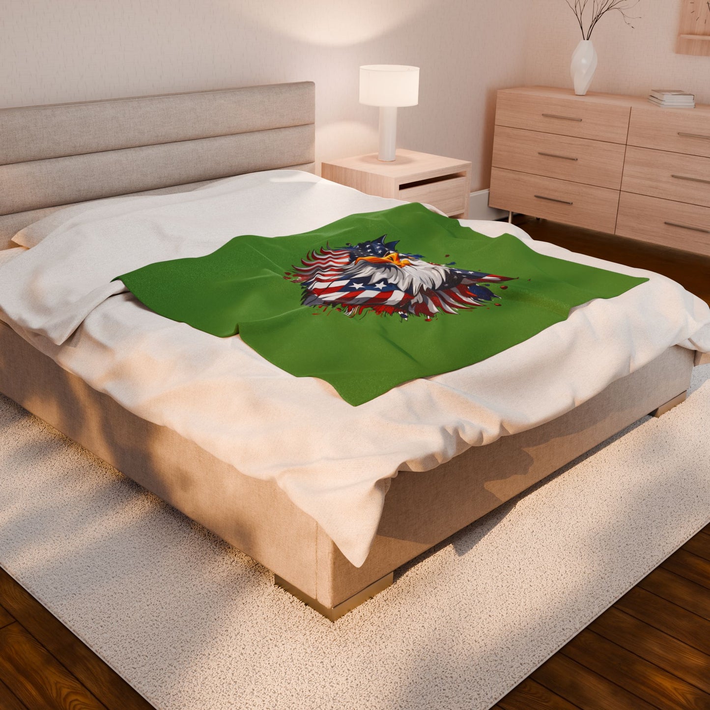 Princess Grace Patriotic Eagle Velveteen Plush Blanket Cozy Home Décor for Independence Day and Year Round Comfort