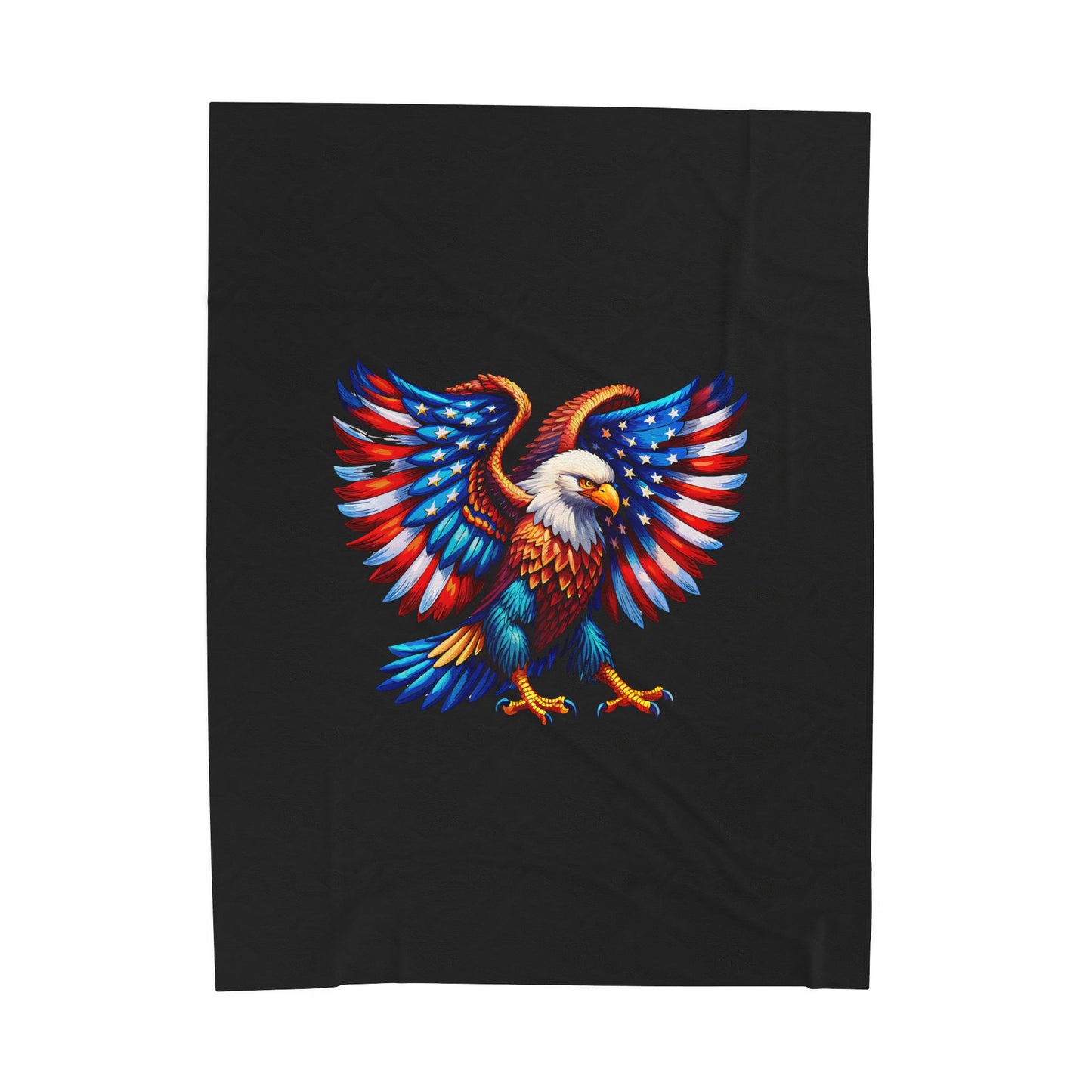 Princess Grace Patriotic Eagle Velveteen Plush Blanket Cozy Americana Decor