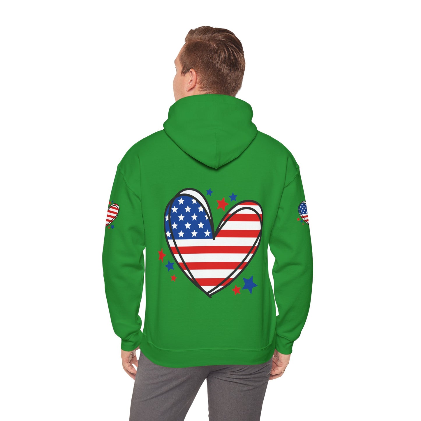Princess Grace Patriotic Heart Hoodie Unisex Heavy Blend Hooded Sweatshirt for Independence Day & Year Round Love