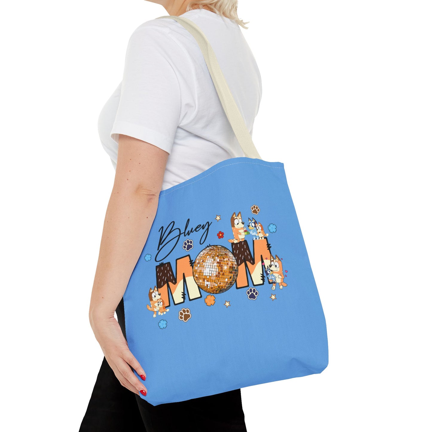 Princess Grace Fun Bluey Mom Tote Bag Perfect Gift for Dog Lovers & Moms