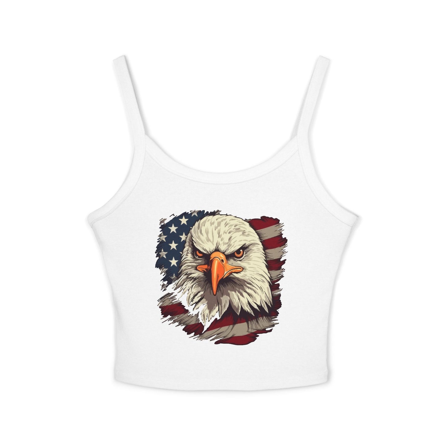 Princess Grace Patriotic Women's Spaghetti Strap Tank Top Eagle & USA Flag Design