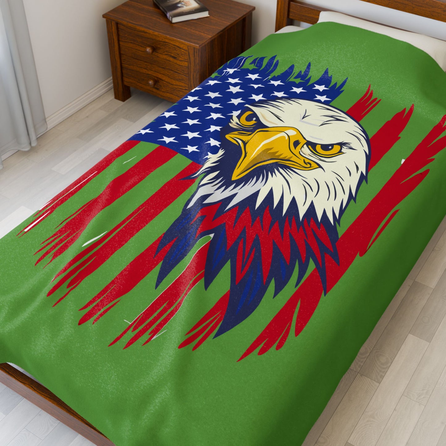 Princess Grace Patriotic Eagle Velveteen Plush Blanket