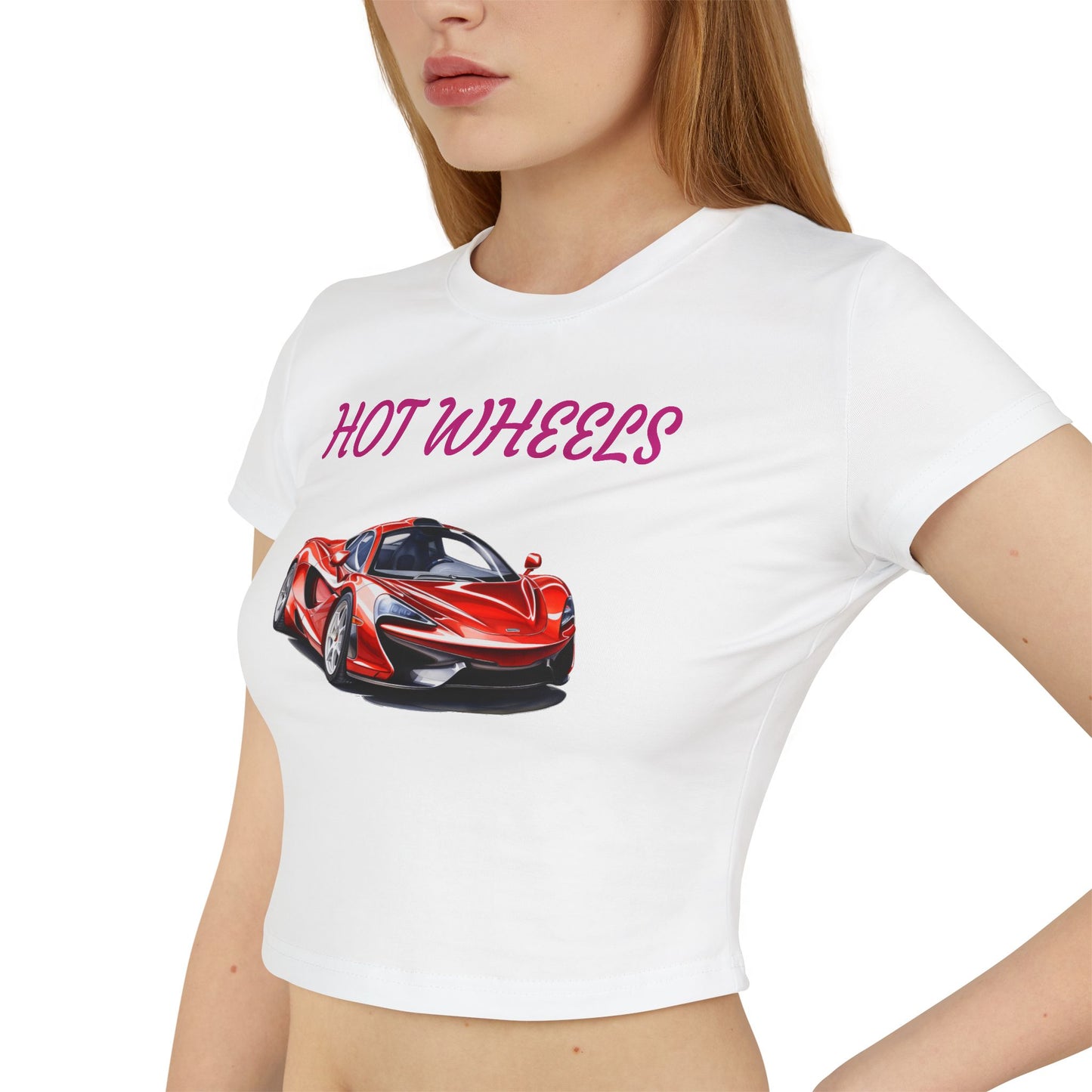 Princess Grace Hot Wheels Women's Baby Tee Cool Car Graphic T-Shirt for Car Enthusiasts