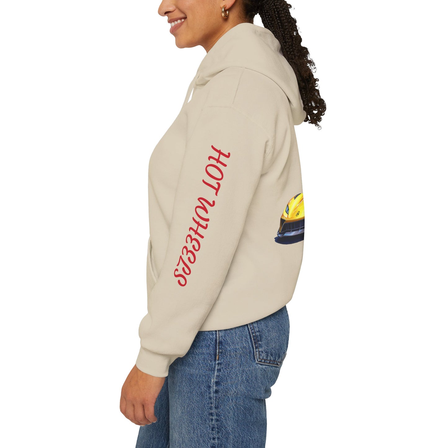 Princess Grace Hot Wheels Unisex Hooded Sweatshirt Stylish Car Graphic with Bold Text