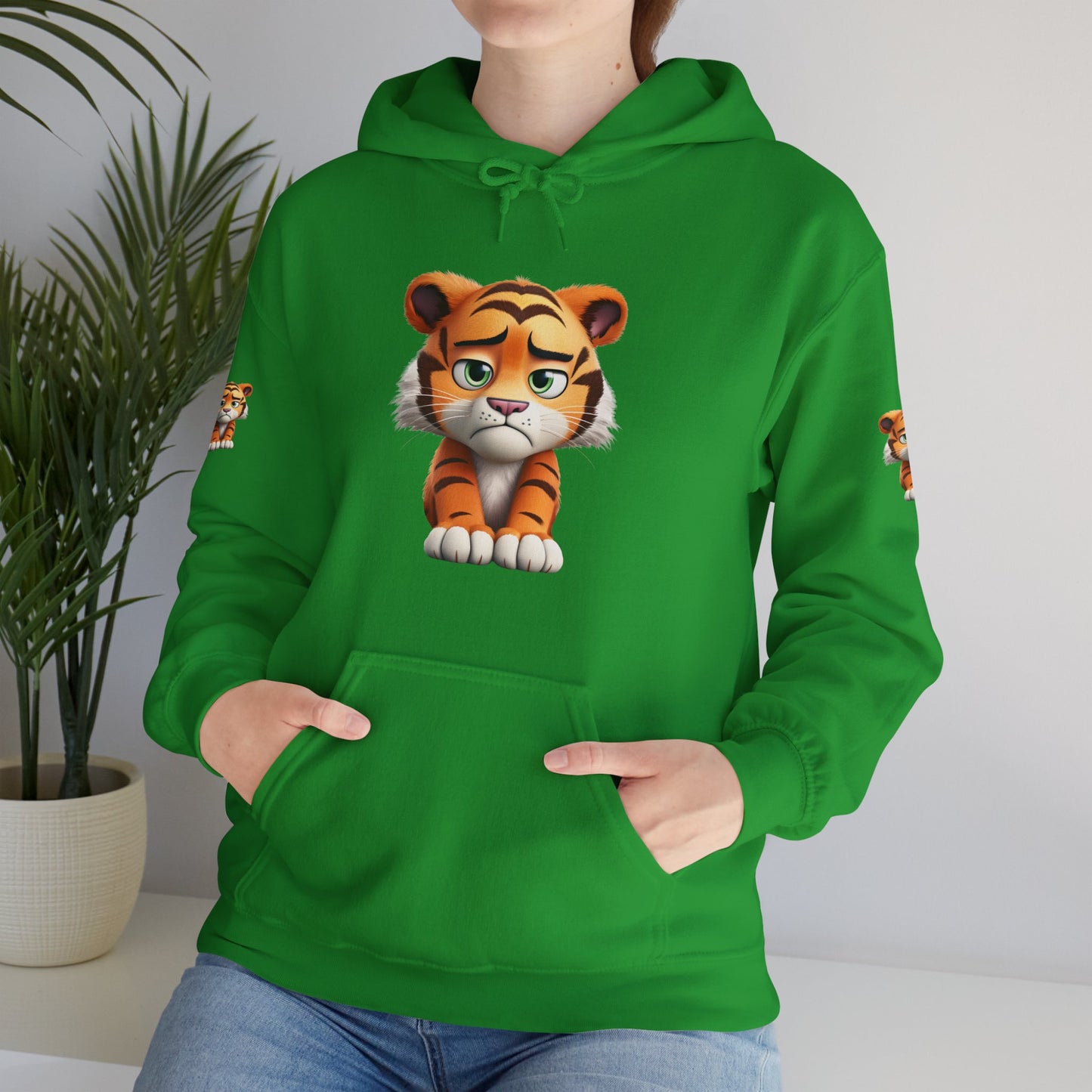 Princess Grace Playful Tiger Graphic Hoodie Unisex Heavy Blend Sweatshirt for Kids and Adults
