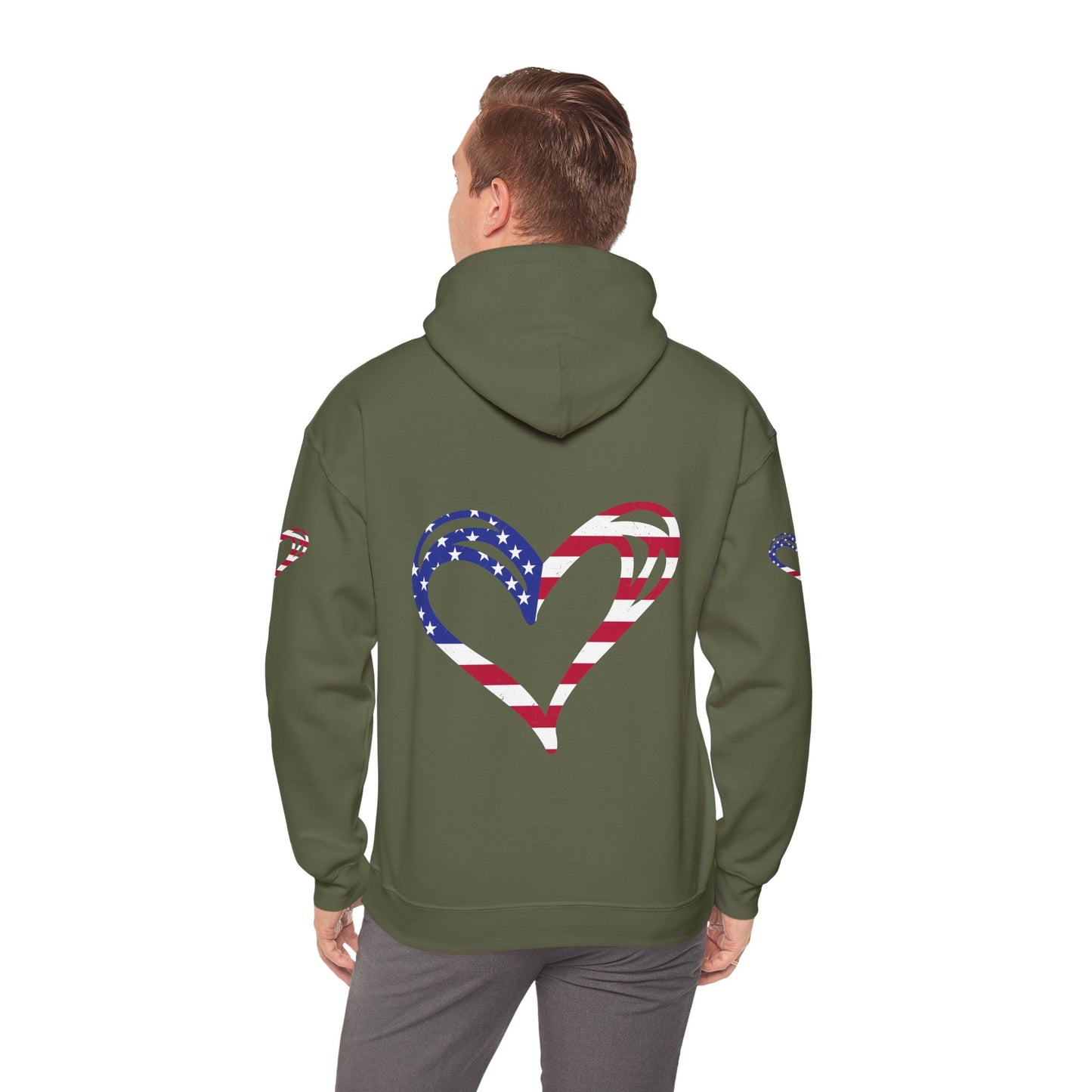 Princess Grace Patriotic Heart Unisex Hoodie Comfortable Heavy Blend Sweatshirt for Independence Day and Everyday Wear