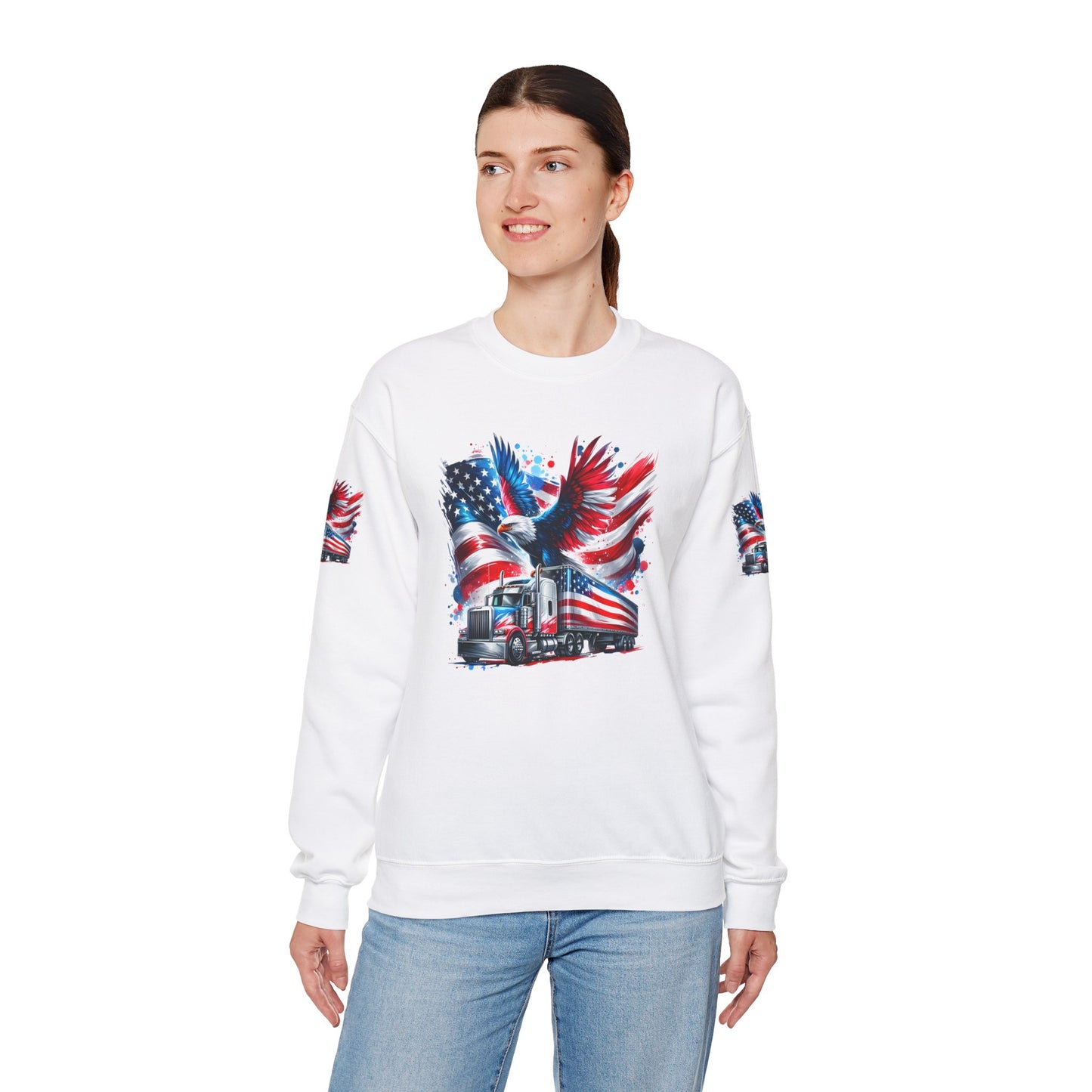 Princess Grace Patriotic Eagle Sweatshirt Unisex Heavy Blend Crewneck for Independence Day Veteran's Day & Everyday Comfort