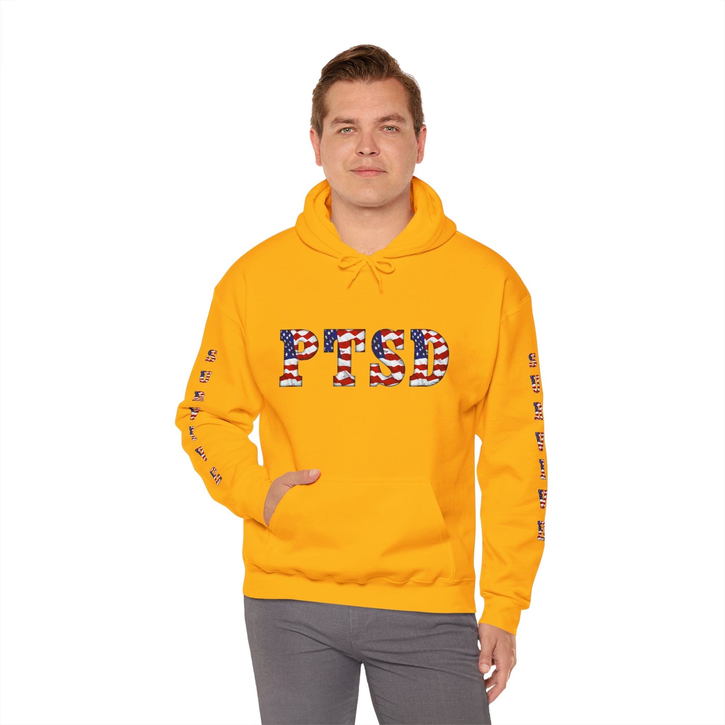 Princess Grace PTSD Awareness Unisex Heavy Blend Hoodie Support Survivors with American Flag Design